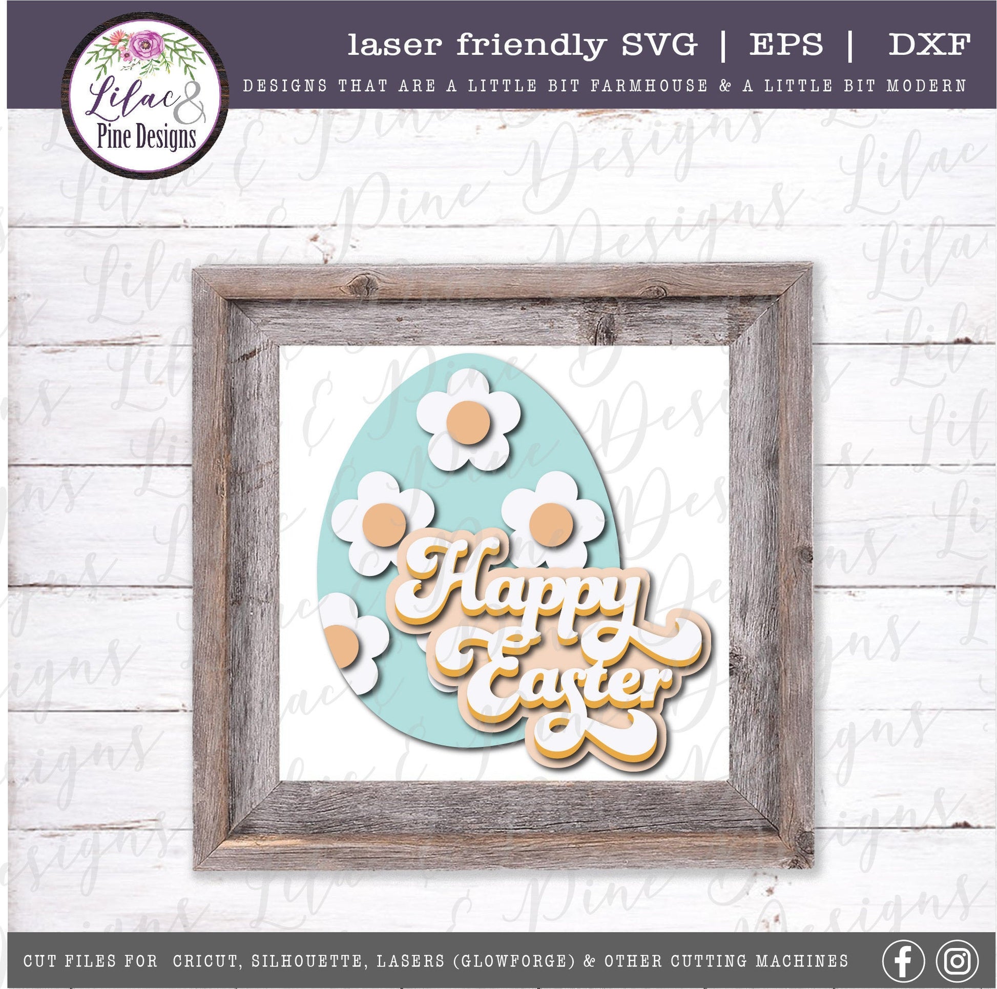 Happy Easter egg SVG, Easter flower SVG, Easter egg svg, spring SVG, floral Easter, retro Easter, Cricut svg, Glowforge Svg, laser cut file