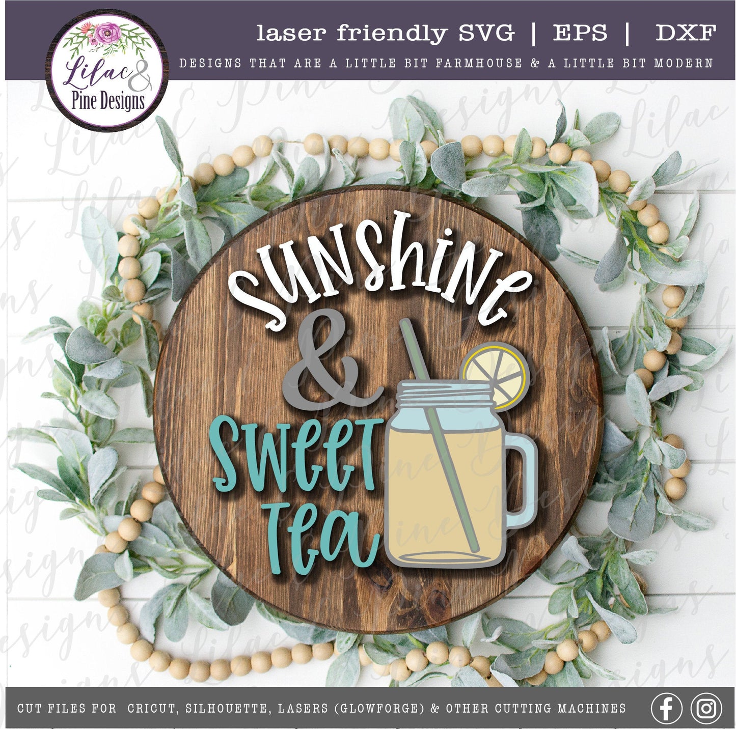 Sunshine and Sweet Tea SVG, Mason Jar SVG,  Modern Farmhouse sign SVG,  Kitchen decor Svg,  Cricut Cut file, Glowforge laser file