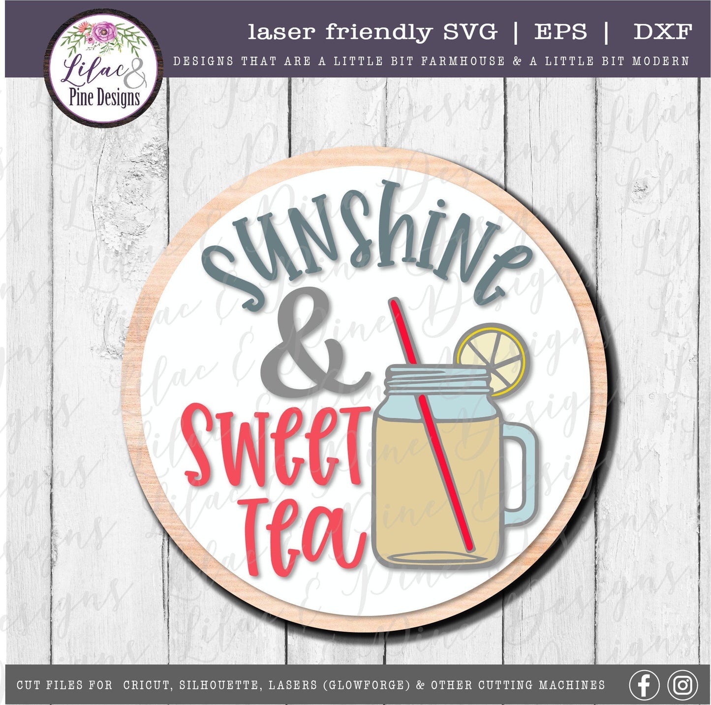 Sunshine and Sweet Tea SVG, Mason Jar SVG,  Modern Farmhouse sign SVG,  Kitchen decor Svg,  Cricut Cut file, Glowforge laser file