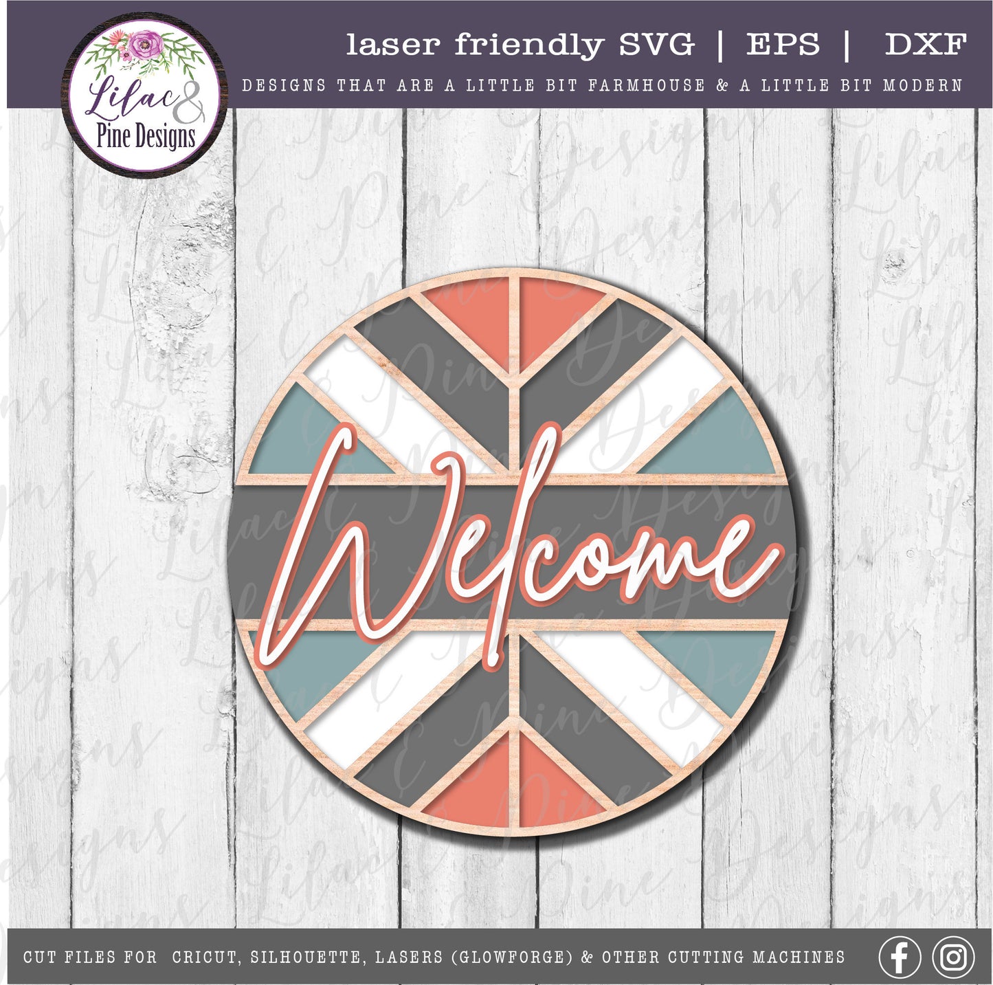 Welcome boho round, quilt lover gift, Welcome SVG, front door decor, round wood sign, name sign, porch decor, Glowforge Svg, laser cut file