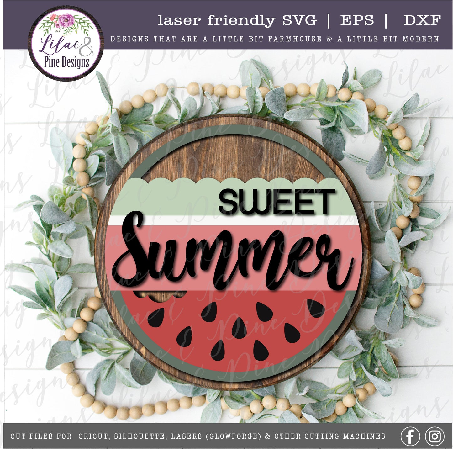 Sweet Summer Watermelon sign, summer door decor SVG, watermelon SVG, summer porch sign svg, Cricut SVG, Glowforge Svg, laser cut file
