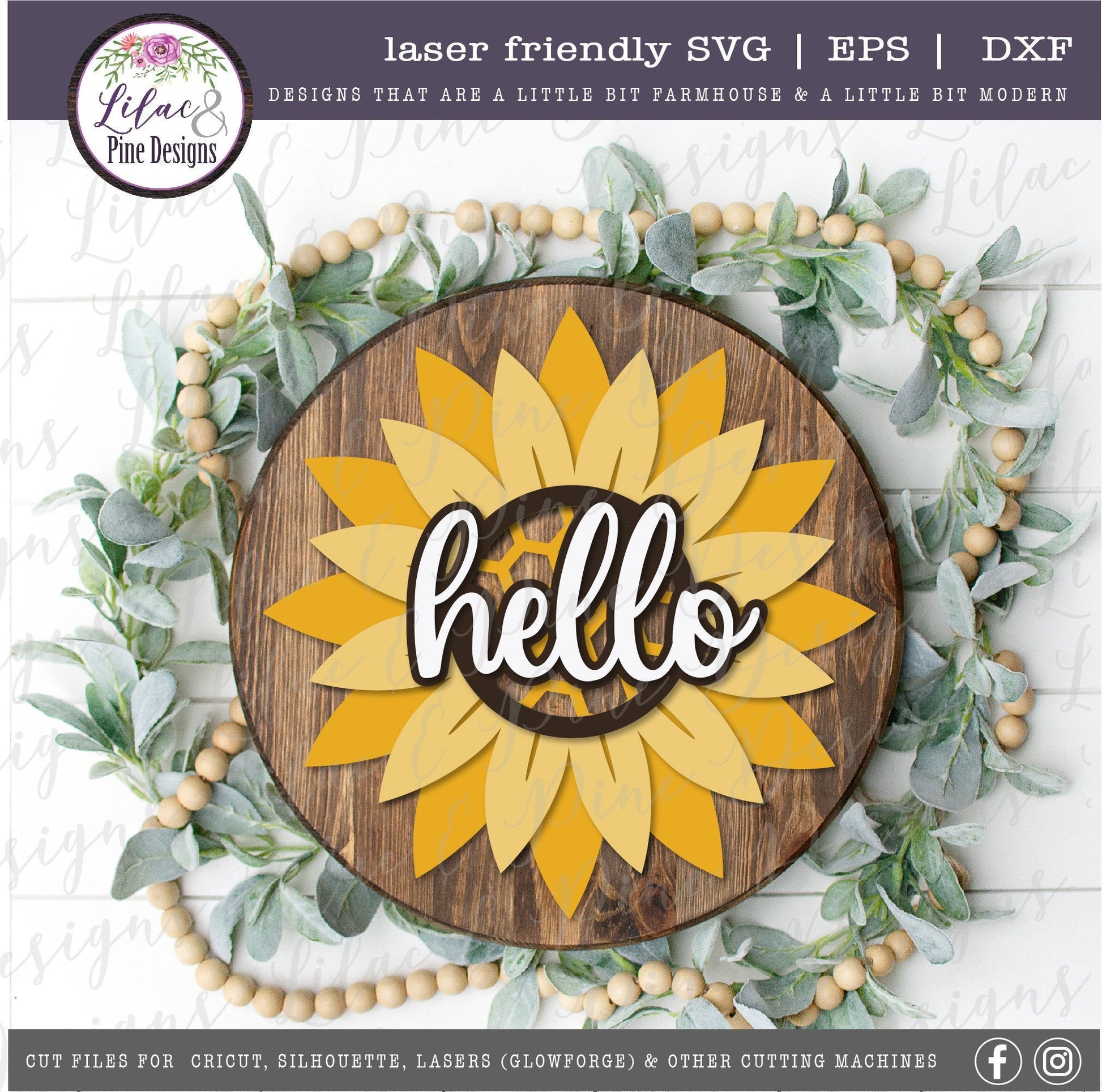 Sunflower honeycomb hello sign, summer decor, welcome SVG, porch sign, hello SVG, farmhouse decor, Cricut SVG, Glowforge Svg, laser cut file