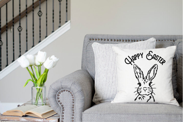 Happy Easter bunny sign SVG, Easter door round SVG, easter bunny svg, spring SVG, farmhouse Easter decor, Glowforge Svg, laser cut file