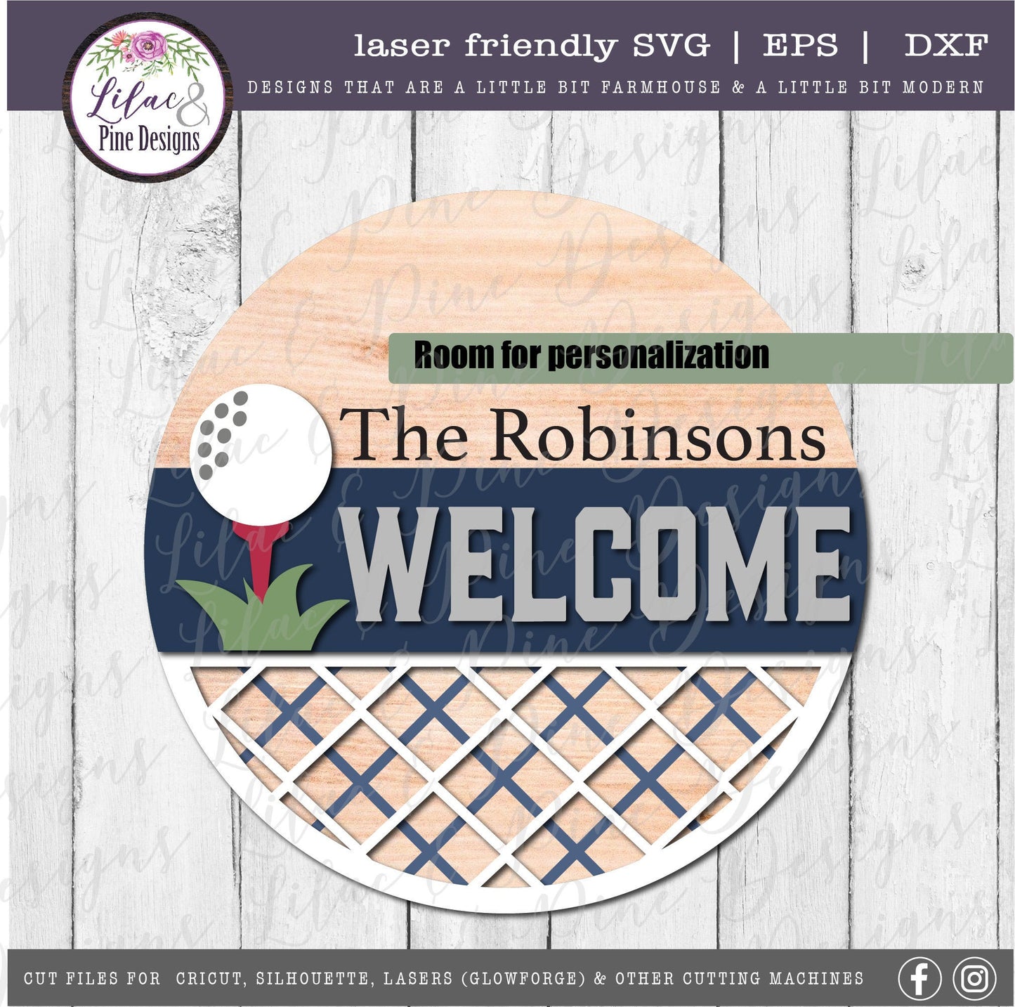 Golf Welcome sign, 19th hole round sign, golf decor SVG, round wood sign, welcome svg, golfer gift, Glowforge Svg, laser cut file