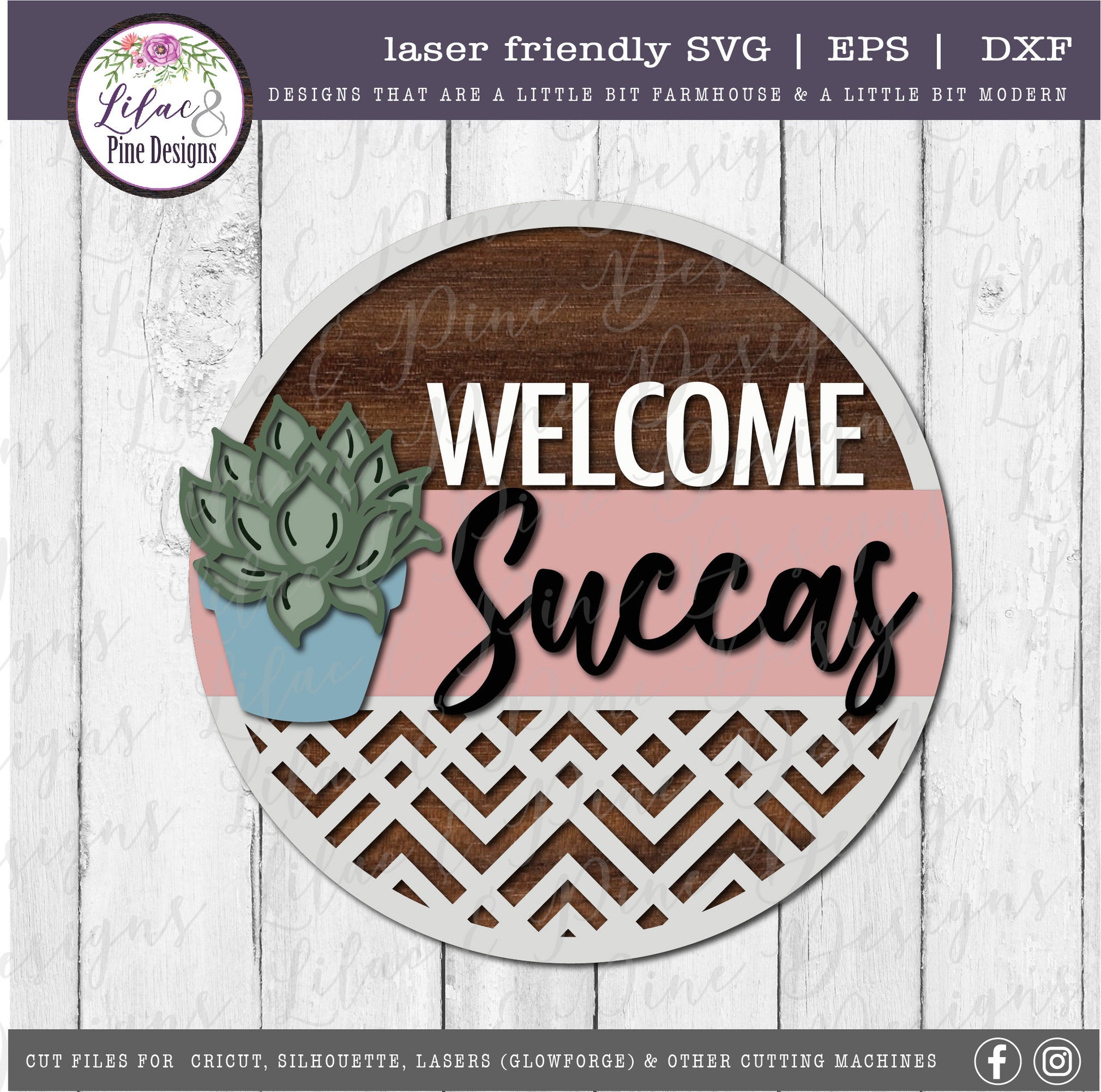 Welcome Succas sign, Welcome sign SVG, boho door decor SVG, succulent SVG, plant lover gift, porch sign svg, Glowforge Svg, laser cut file