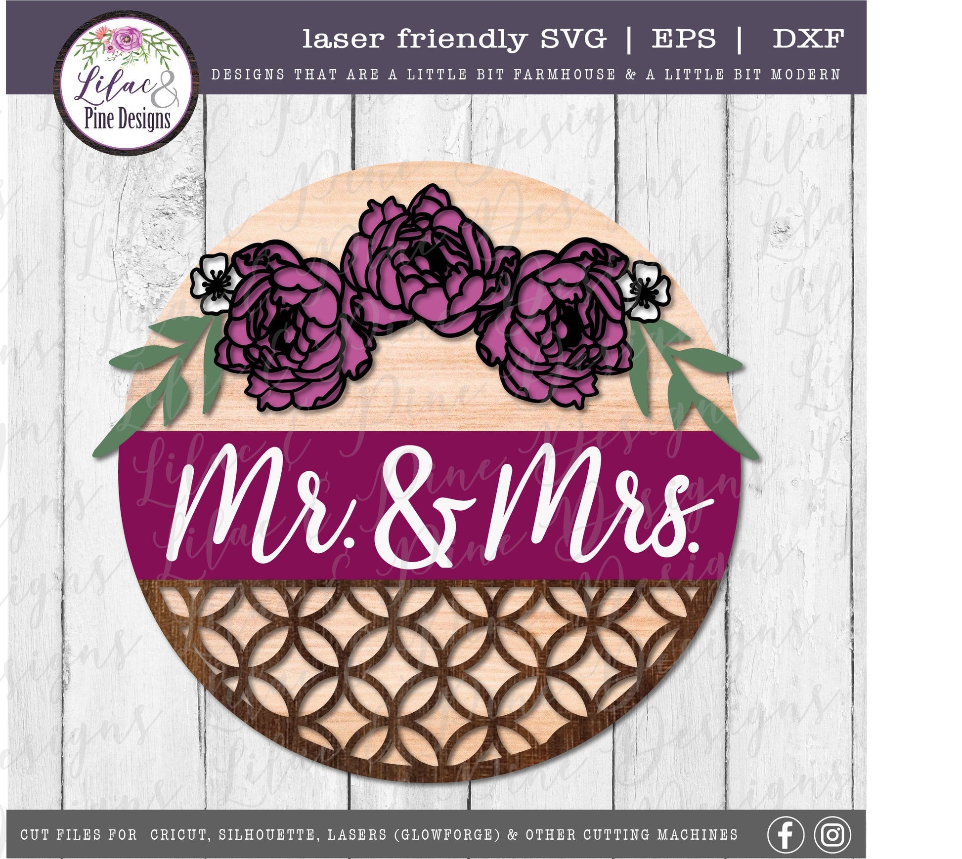 Peony welcome sign, wedding svg, congratulations SVG, Mr and Mrs SVG, round sign, peony SVG, floral Svg, Glowforge Svg, laser cut file