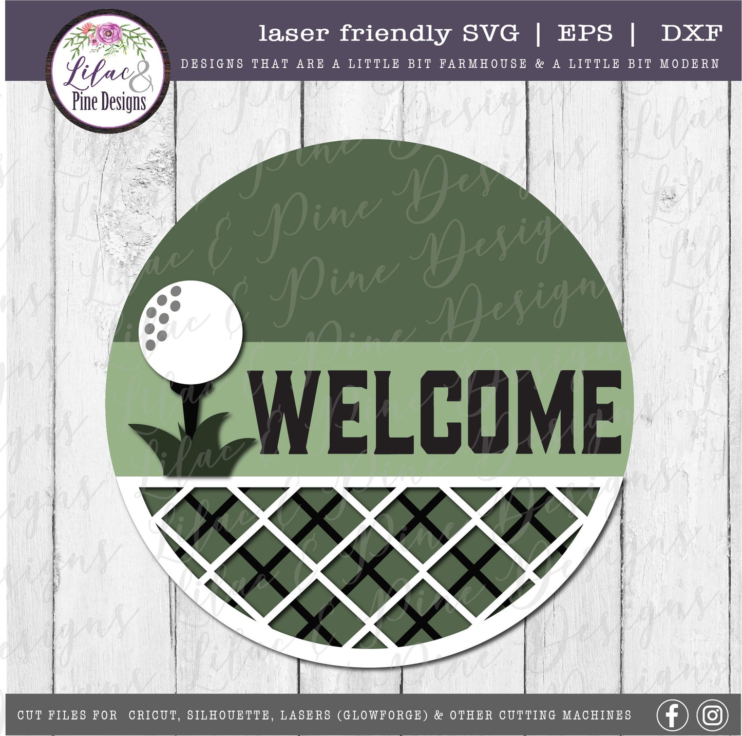 Golf Welcome sign, 19th hole round sign, golf decor SVG, round wood sign, welcome svg, golfer gift, Glowforge Svg, laser cut file