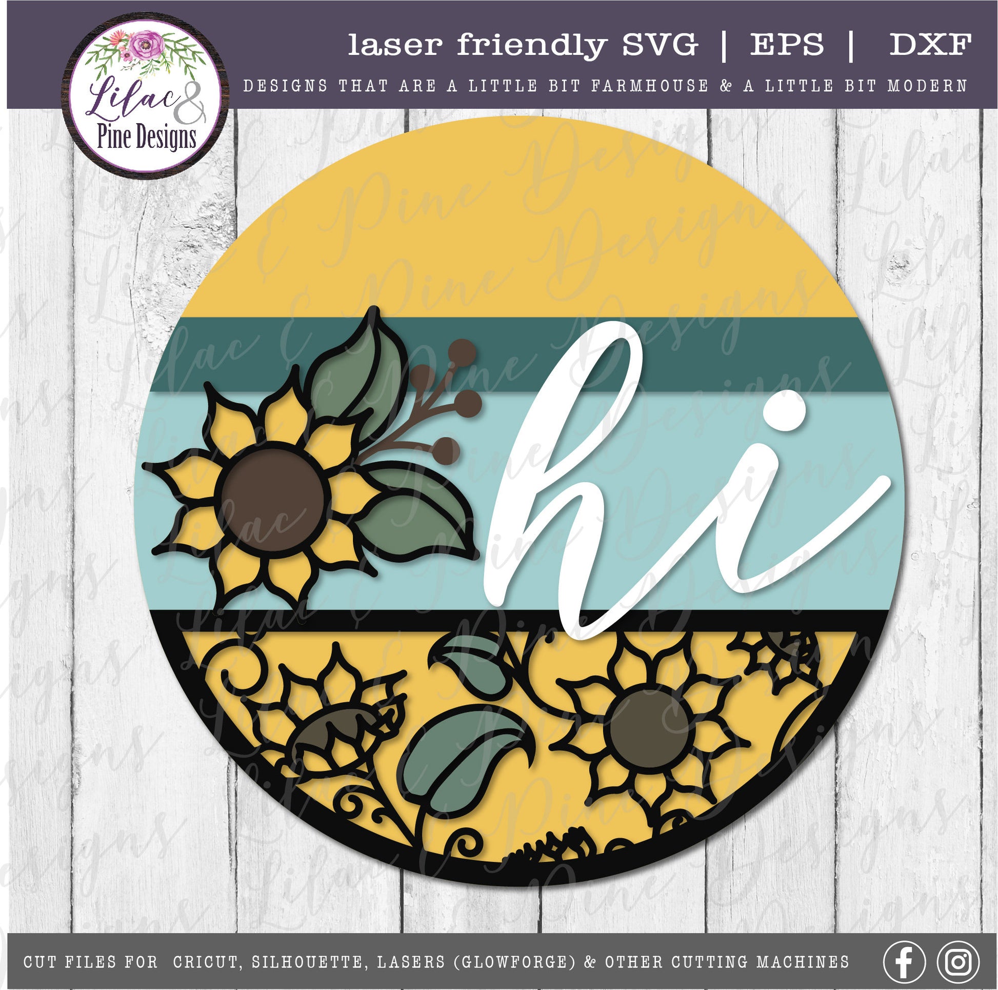 Sunflower floral sign, sunflower SVG, floral door SVG, fall door decor, summer decor,  floral pattern SVG, Glowforge Svg, laser cut file