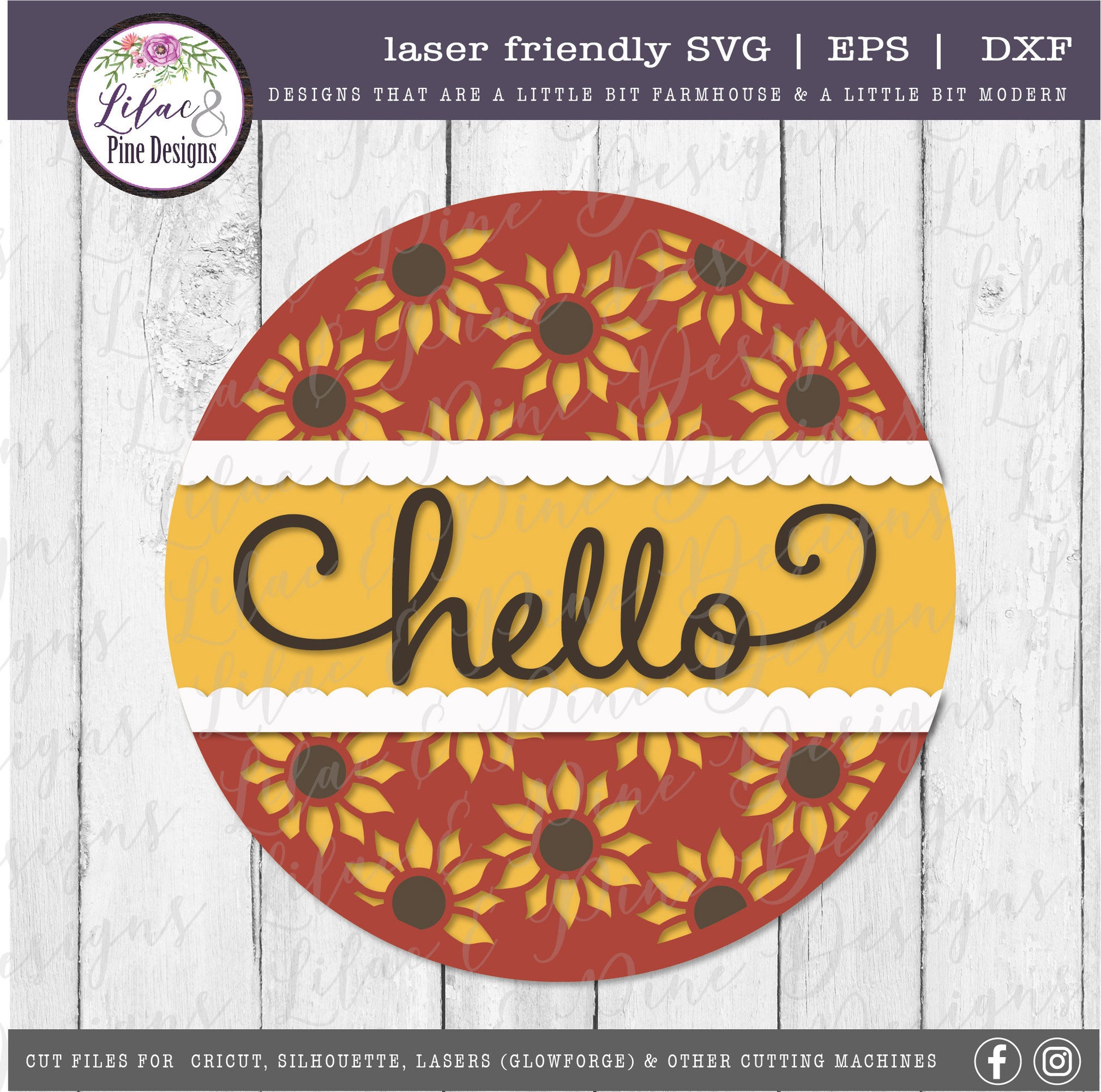 Hello Sunflower SVG, Welcome sign SVG, fall door decor svg, sunflower SVG, fall svg, floral svg, porch sign, Glowforge Svg, laser cut file