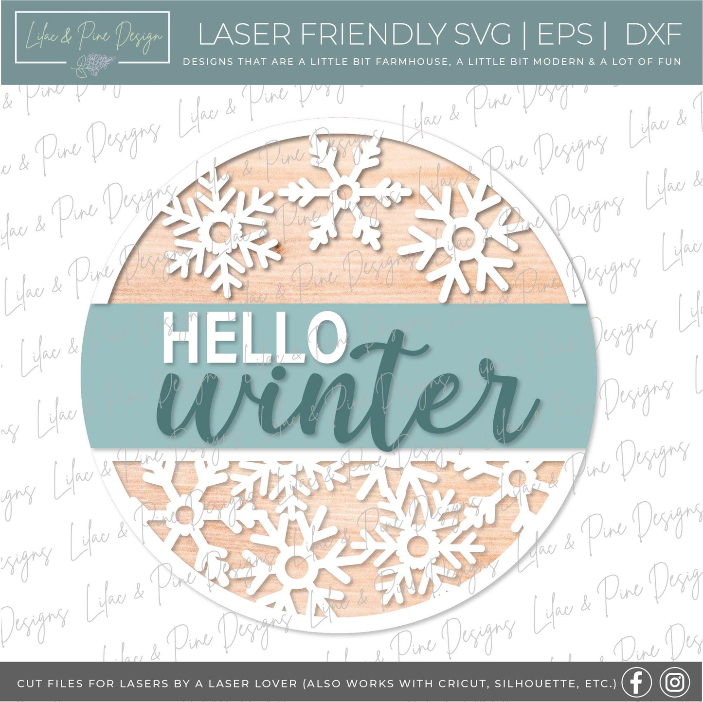 Hello Winter snow sign, Snowflake SVG, Christmas welcome SVG, Winter welcome sign, Snow svg, winter decor, laser cut file, Glowforge SVG