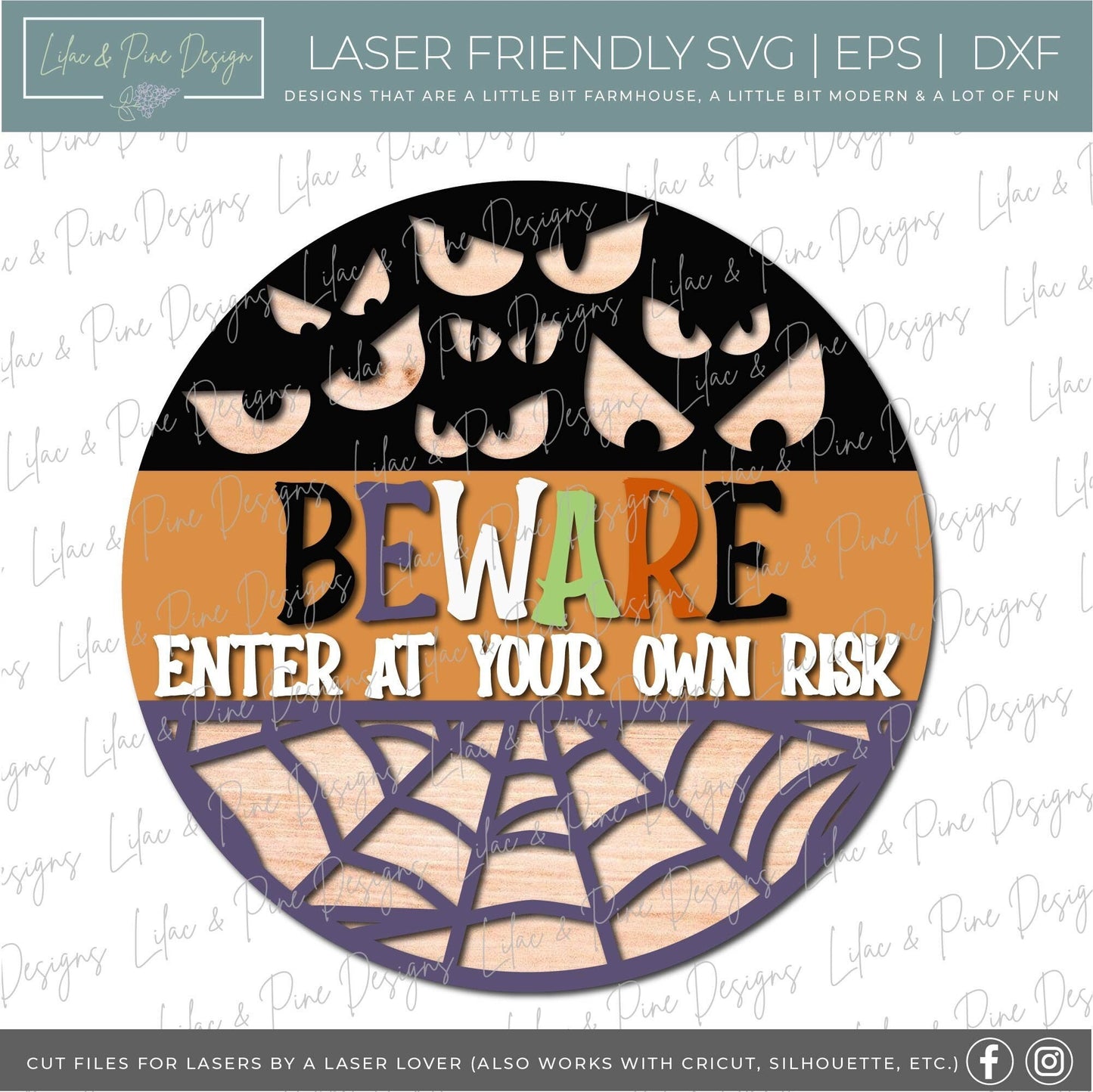 Beware SVG, Enter at your own Risk SVG, Halloween svg, Spooky Welcome svg, Spiderweb svg, Halloween sign, laser cut file, Glowforge SVG