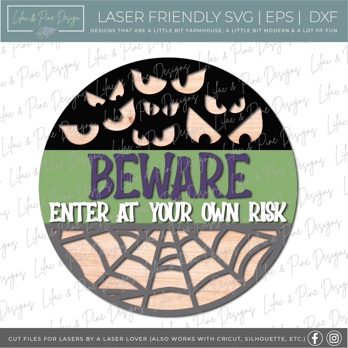Beware SVG, Enter at your own Risk SVG, Halloween svg, Spooky Welcome svg, Spiderweb svg, Halloween sign, laser cut file, Glowforge SVG
