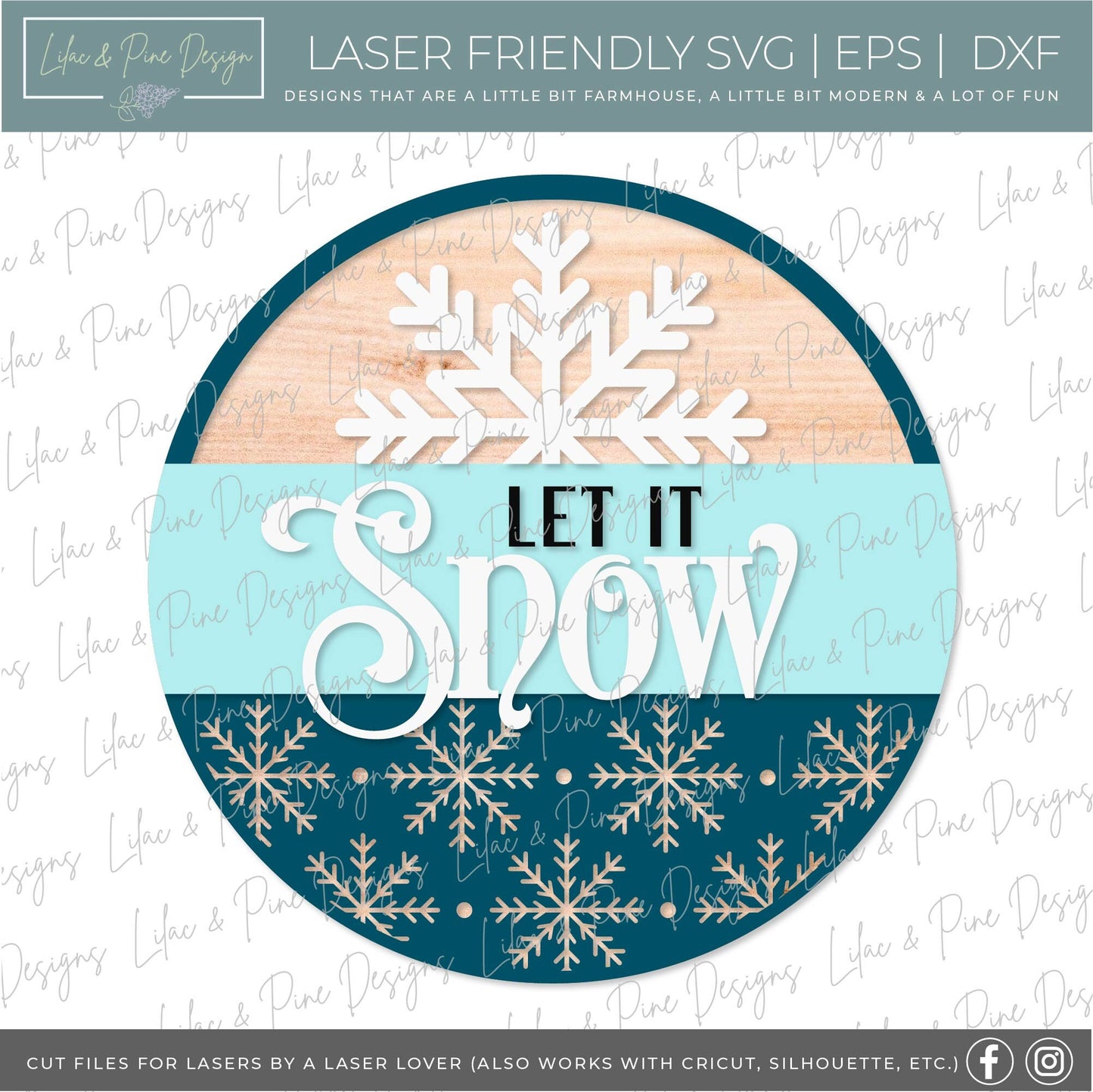 Let it Snow sign, Snowflake SVG, Christmas welcome SVG, Winter welcome sign, Snow svg, winter porch decor, laser cut file, Glowforge SVG