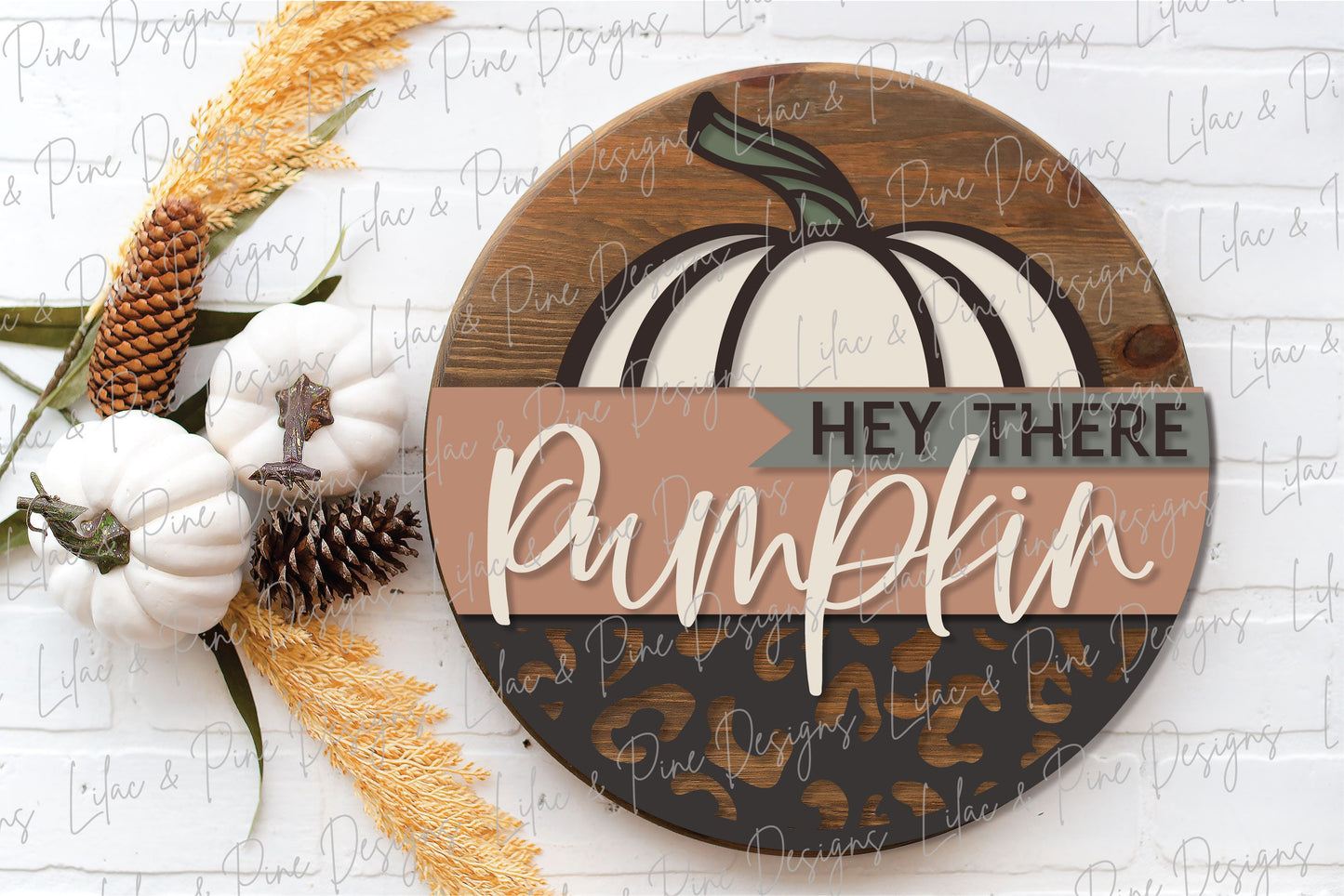 Hey There  Pumpkin sign SVG, Welcome sign SVG, fall door decor svg, leopard print SVG, autumn porch sign, Glowforge Svg, laser cut file