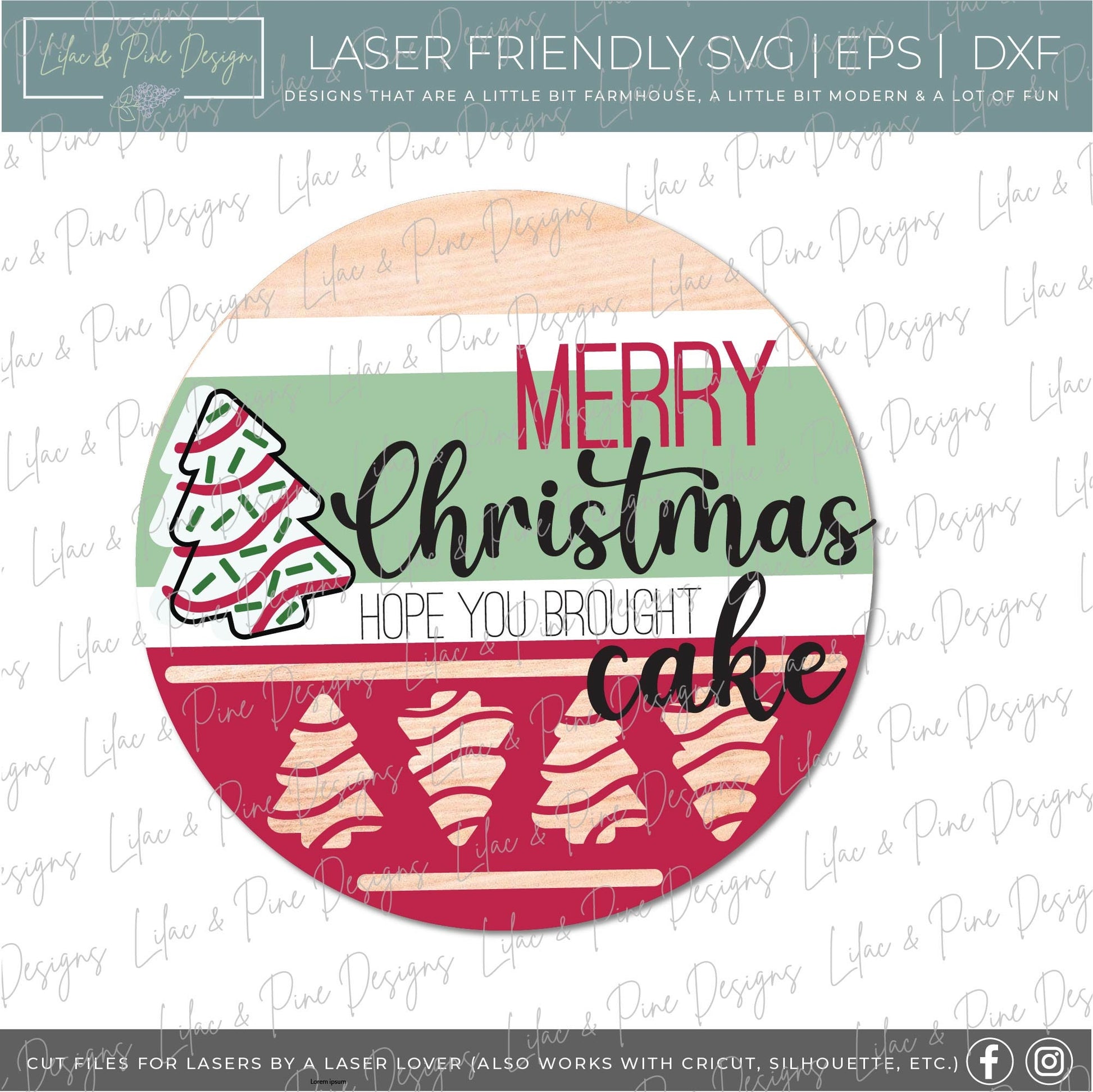 Christmas Tree Cake Door Hanger SVG, Merry Christmas door round, Christmas Welcome sign SVG, Christmas tree svg, laser SVG, Glowforge file