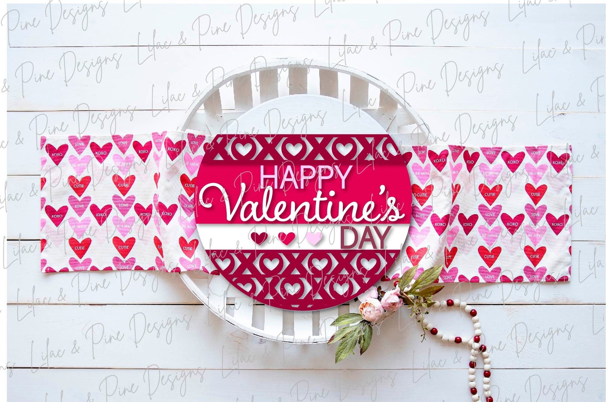 Happy Valentines Day SVG, Valentine door hanger, XOXO Valentine sign svg, XOXO door round, Valentine decor, Glowforge Svg, laser cut file