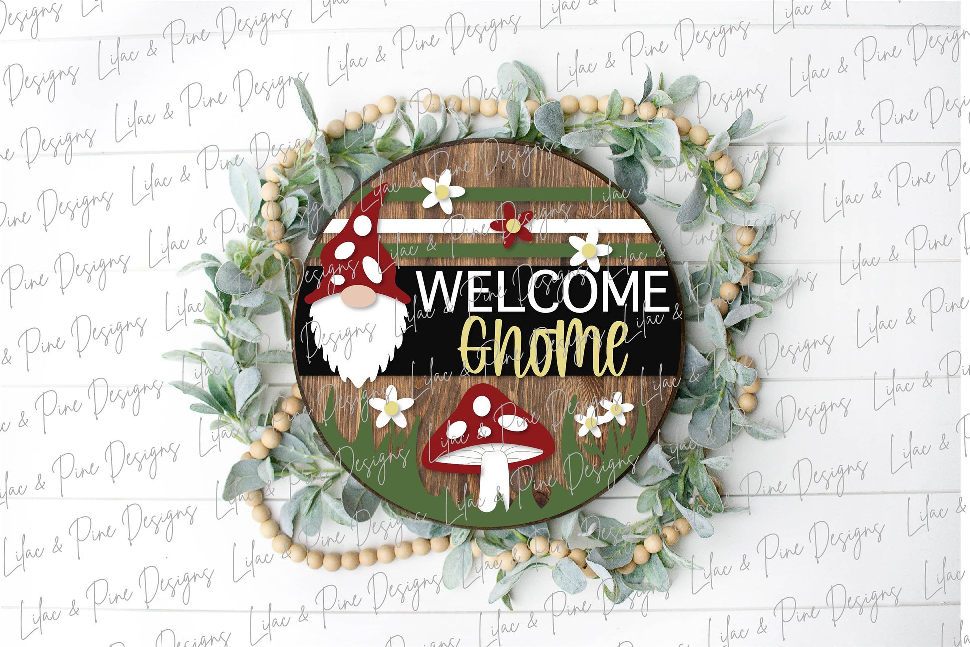 Welcome Gnome door hanger, mushroom SVG, garden gnome SVG, welcome round SVG, fairy garden svg, gnome decor, Glowforge Svg, laser cut file