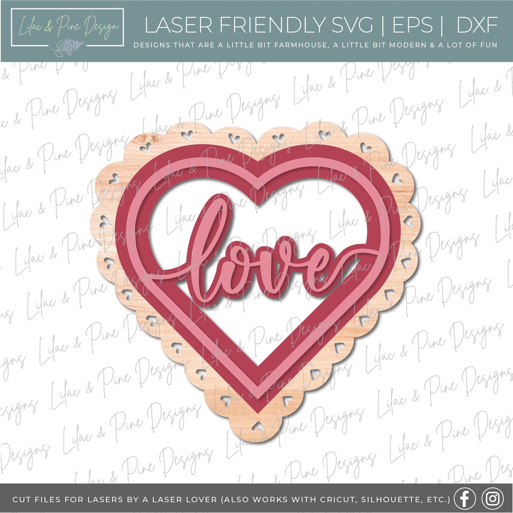 Love heart shaped door hanger, Scalloped Heart Welcome sign SVG, Valentine sign SVG, Valentines Day decor SVG, Glowforge file, laser svg