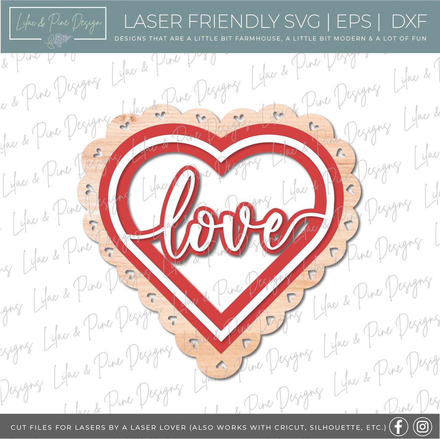 Love heart shaped door hanger, Scalloped Heart Welcome sign SVG, Valentine sign SVG, Valentines Day decor SVG, Glowforge file, laser svg