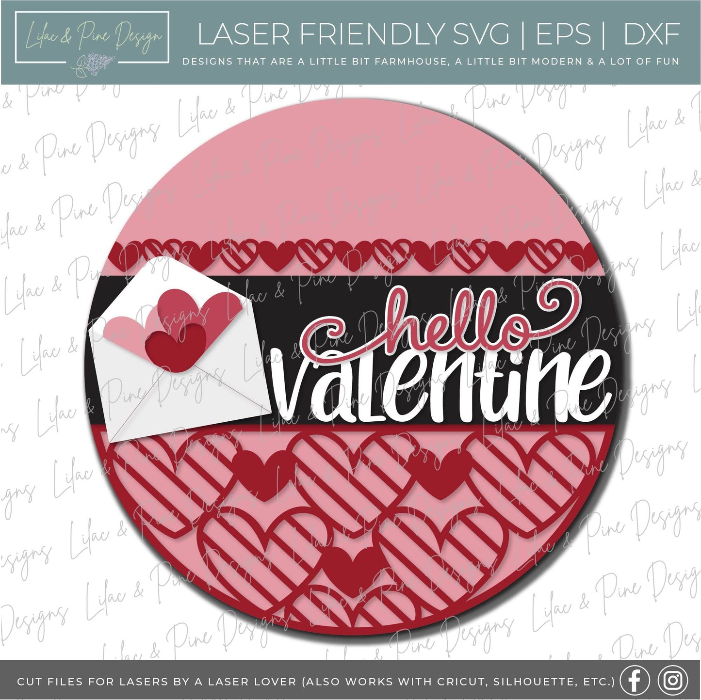 hello Valentine sign SVG, Valentine door hanger, Valentine envelope svg, heart SVG, Valentine door decor, Glowforge file, laser svg