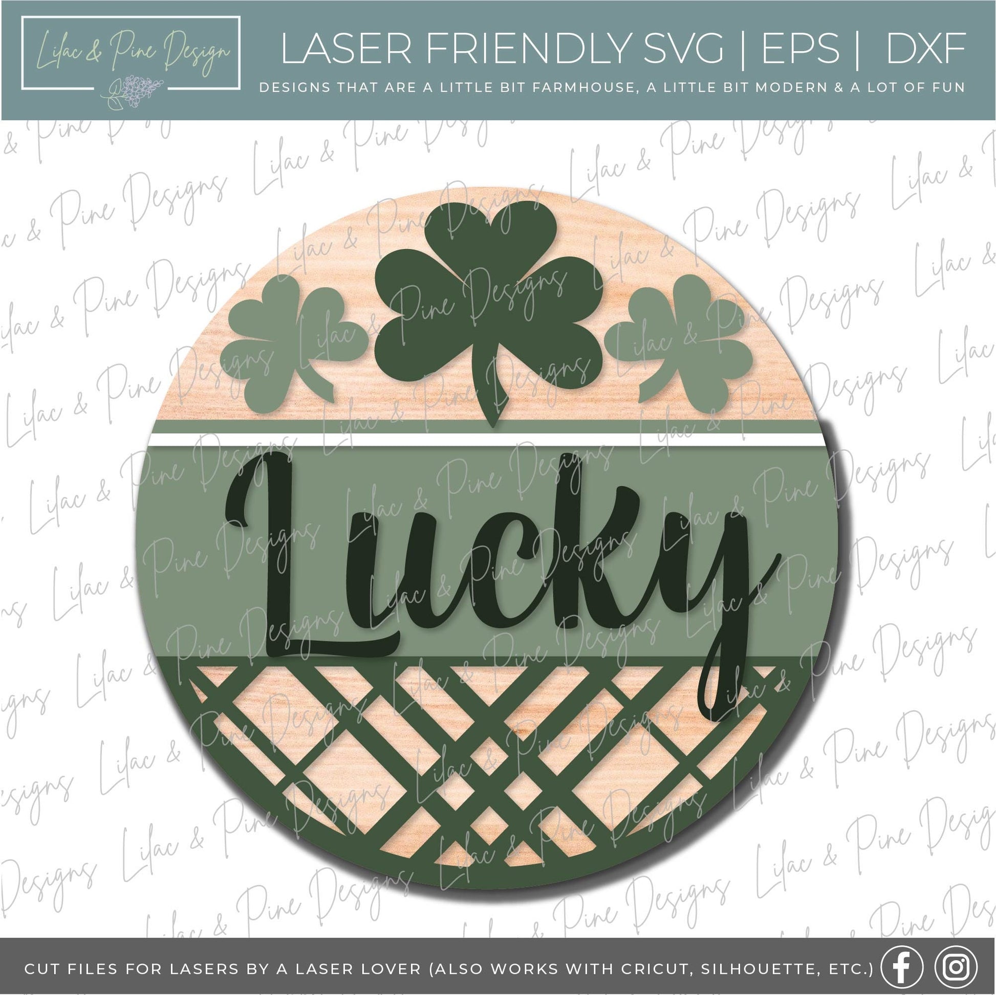 Lucky St Patrick Welcome door hanger SVG, personalized welcome SVG, Blessed St Paddy welcome sign, shamrock SVG, Glowforge file, laser svg