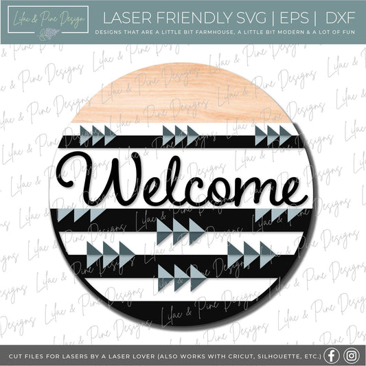 Welcome boho quilt door hanger, Welcome SVG, Boho wall decor, barn quilt sign, boho SVG, farmhouse svg, Glowforge file, laser svg