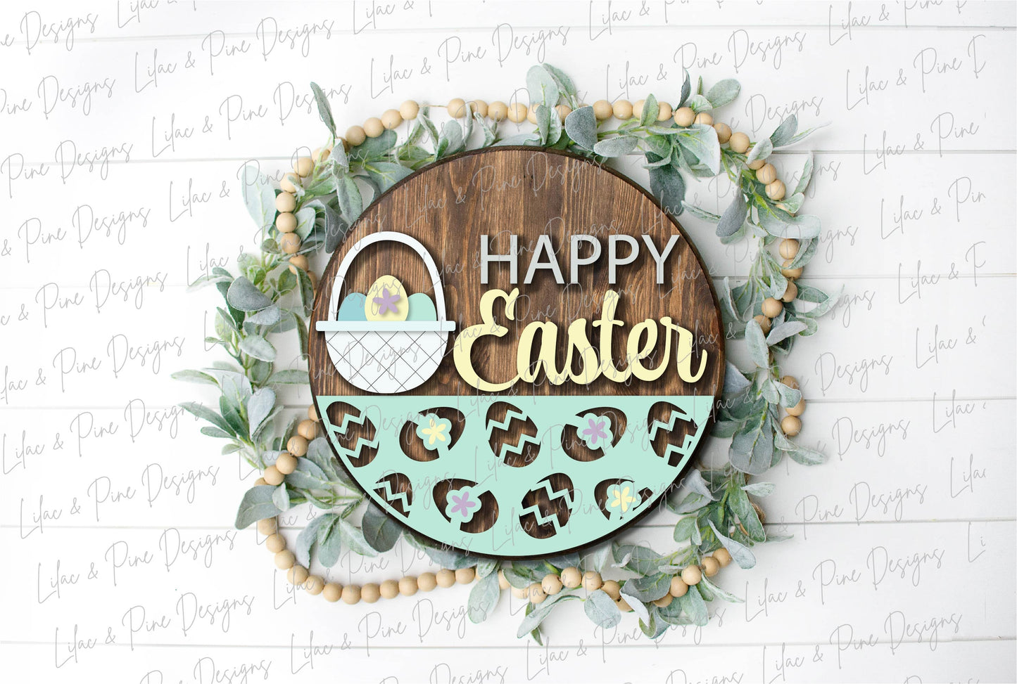 Easter Welcome door hanger, Happy Easter porch sign SVG, Easter egg svg, easter basket SVG, Easter decor, Glowforge svg, laser cut file