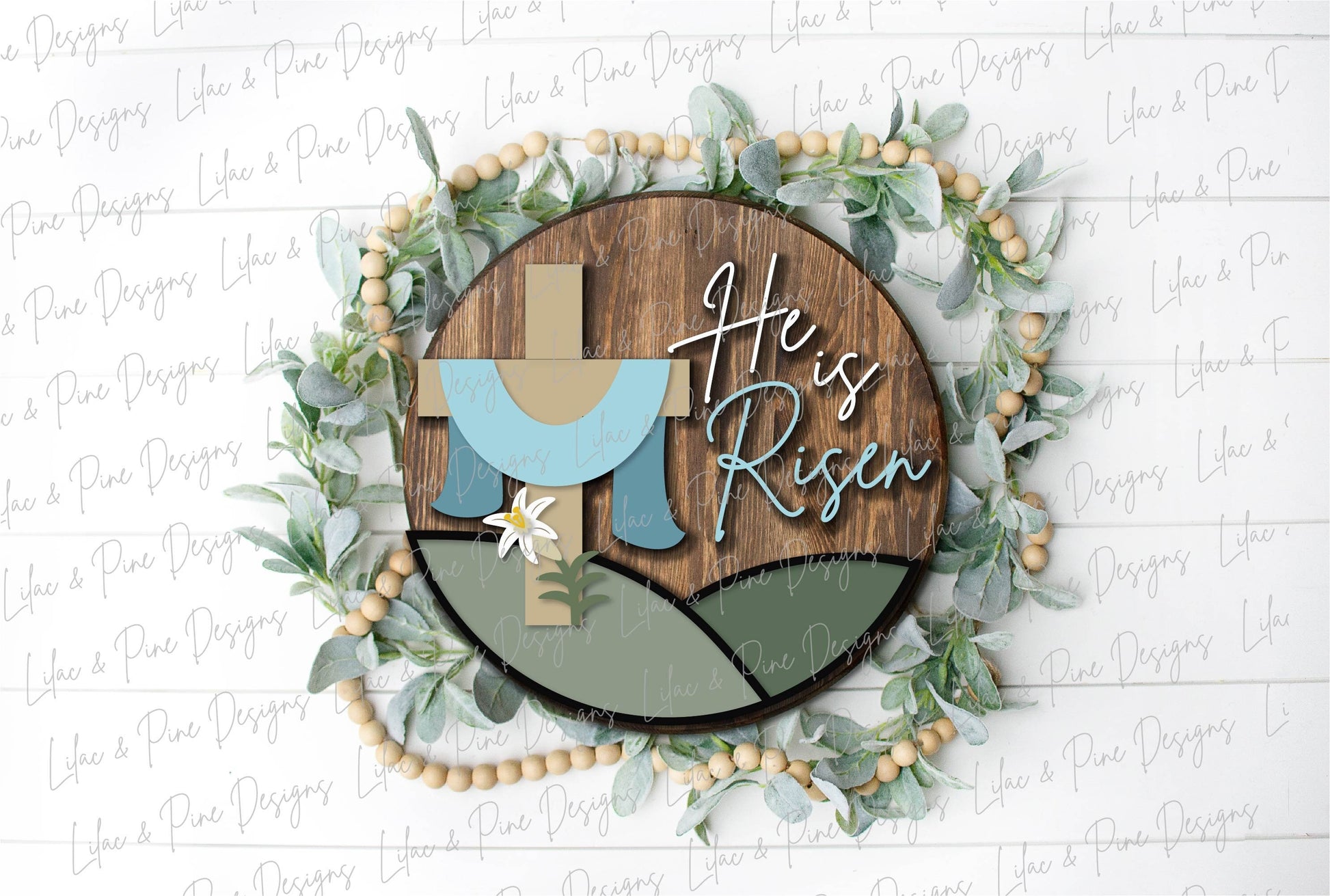 He is Risen door hanger SVG, Easter porch sign, Easter cross svg, Spring SVG, Easter lily SVG, Easter decor, Glowforge Svg, laser cut file