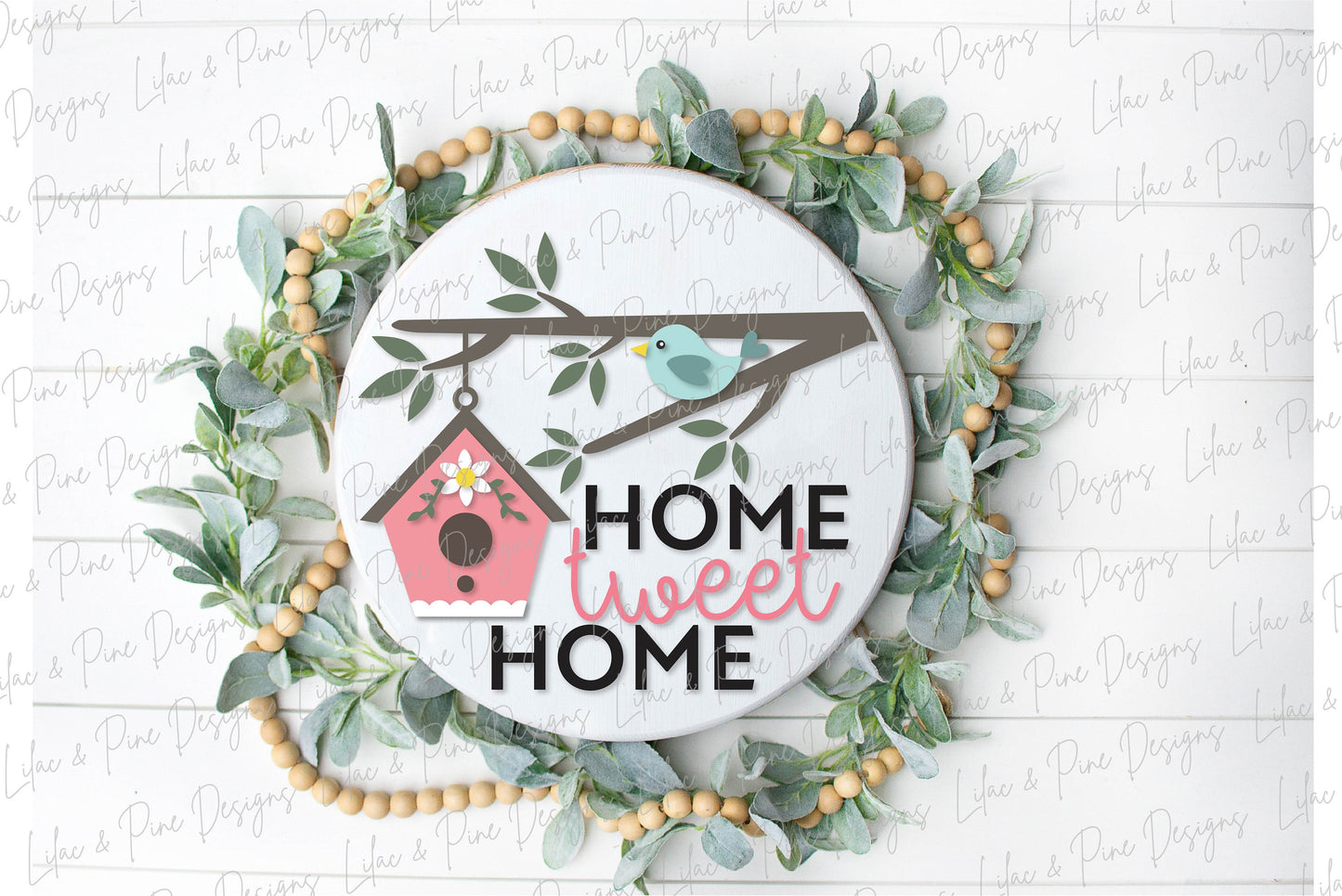 Home Tweet Home door hanger SVG, Birdhouse Welcome sign, Bird round sign, Summer decor, Bird decor, Glowforge cut file, laser SVG file