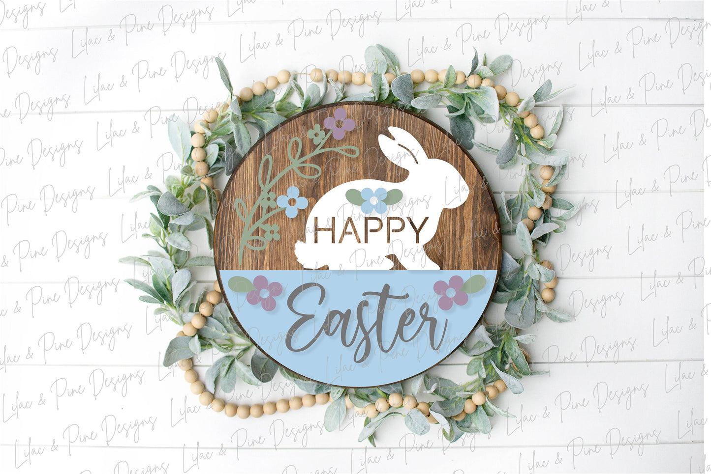 Happy Easter Welcome door hanger, Easter porch sign SVG, Easter bunny SVG, floral svg, Farmhouse Easter decor, Glowforge svg, laser cut file