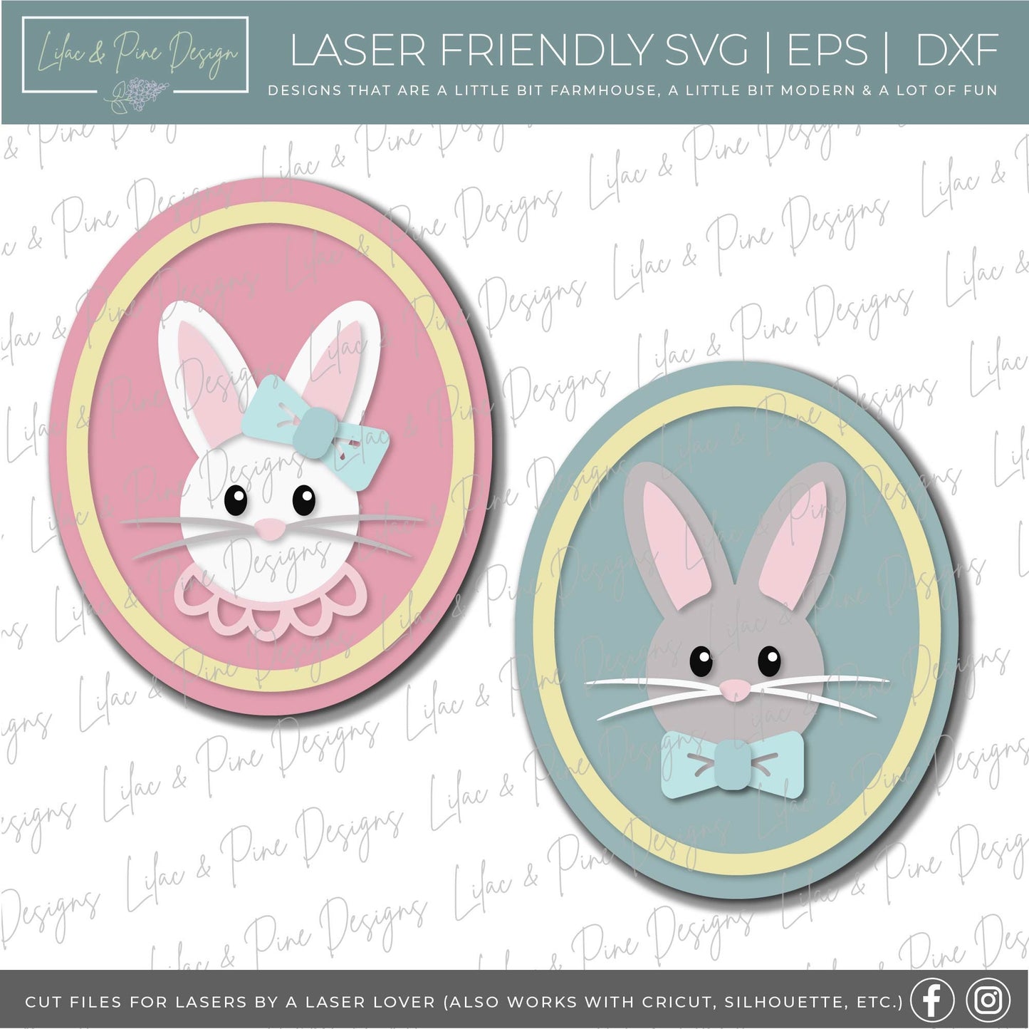 Easter bunny oval sign bundle, boy girl bunny SVG, Easter Sign kit, DIY kids kit, Easter basket gift, Glowforge svg files, laser cut file