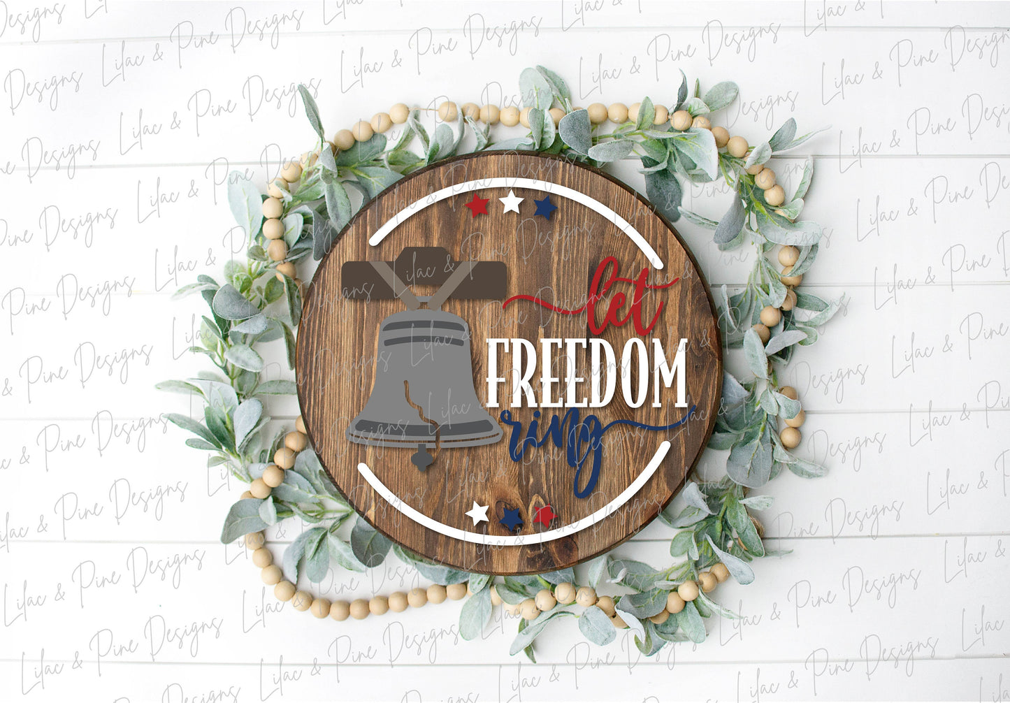 Liberty Bell door hanger SVG, Patriotic Welcome sign, July 4th SVG, Liberty bell SVG, Let Freedom Ring sign, Glowforge file, laser cut file