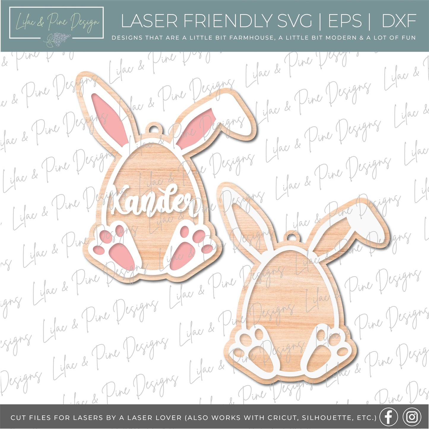 Easter Basket Tag bundle SVG, Easter tag, Egg tag svg, bunny tag SVG, Easter tag laser cut file, Glowforge laser cut file, laser SVG