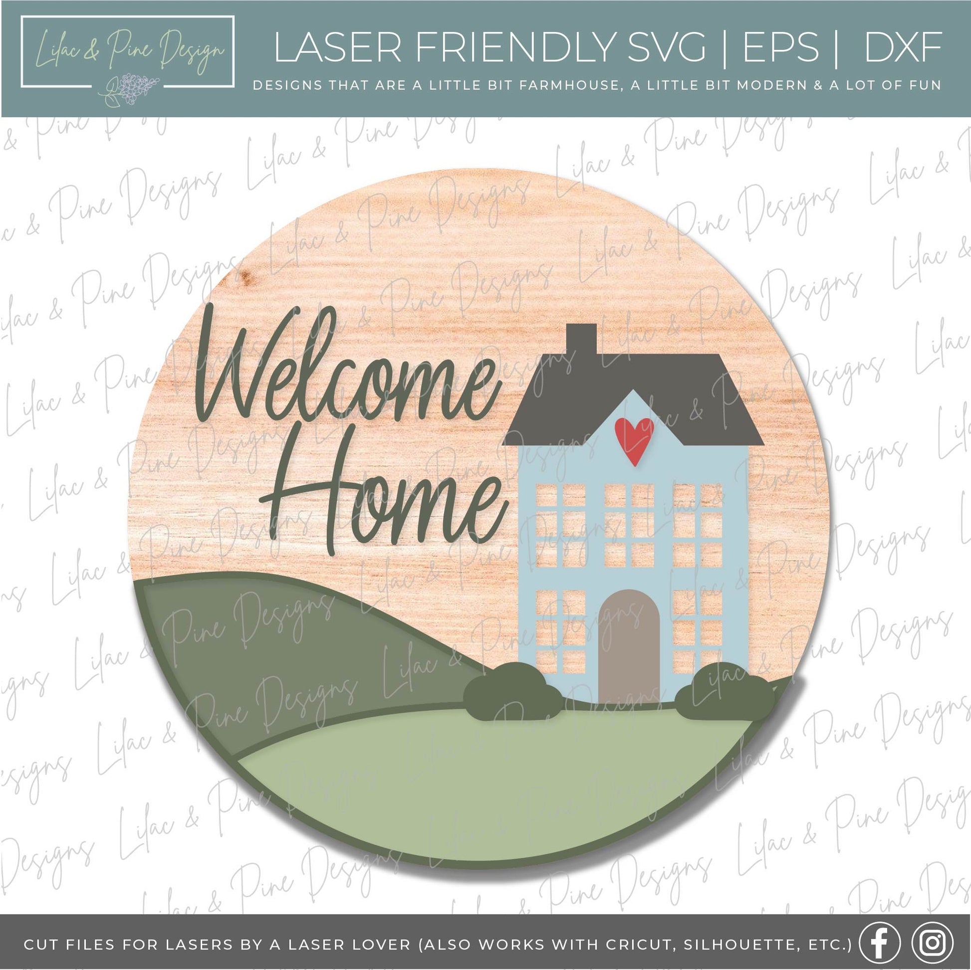 Home is Where Mom is door hanger SVG, Mother's Day round sign, Welcome Home porch sign SVG, Mum svg, Mama SVG, Glowforge Svg, laser cut file