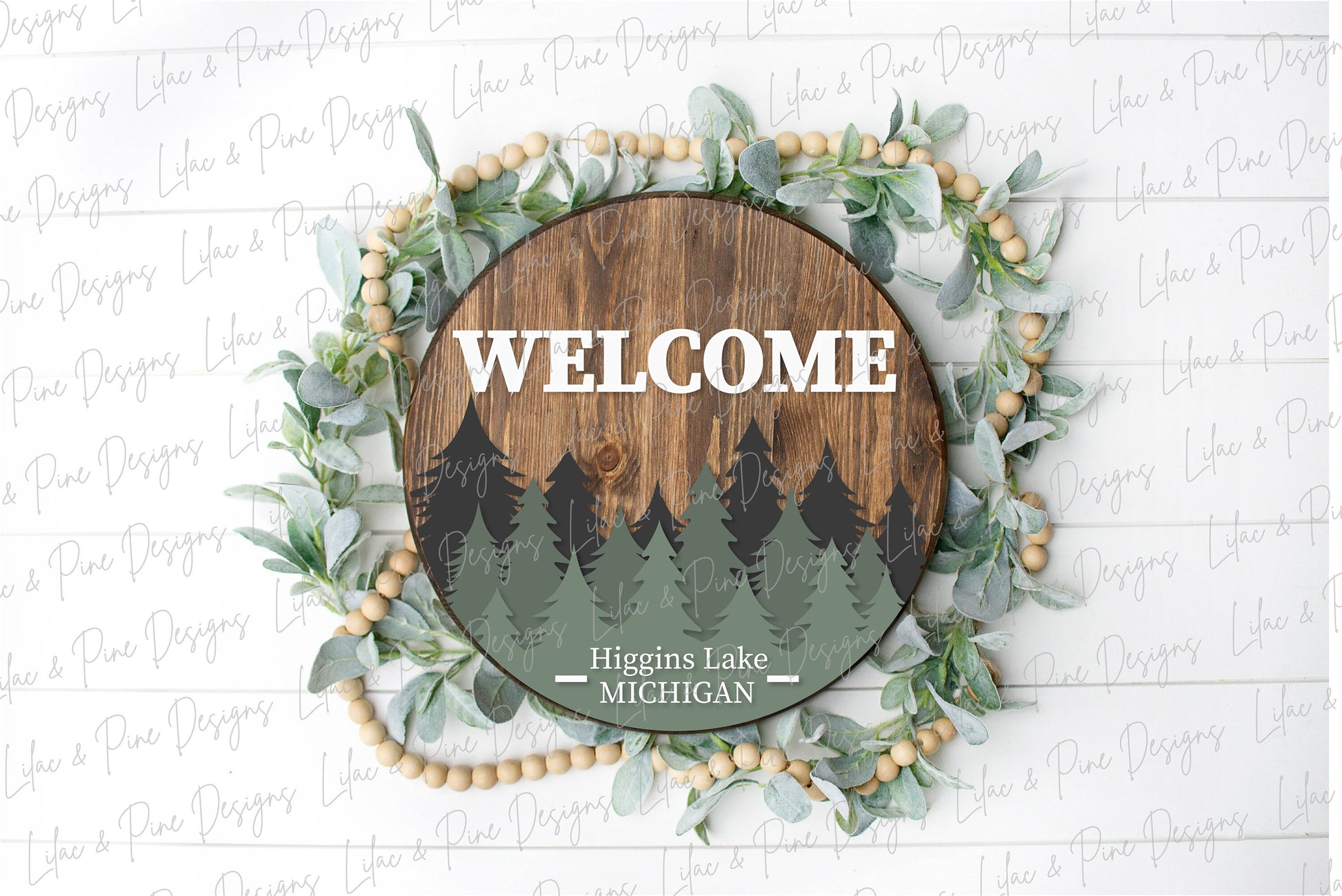 Forest Welcome door hanger SVG,  Pine Tree door sign SVG, cabin decor svg, customizable welcome sign svg, Glowforge cut file, laser SVG file