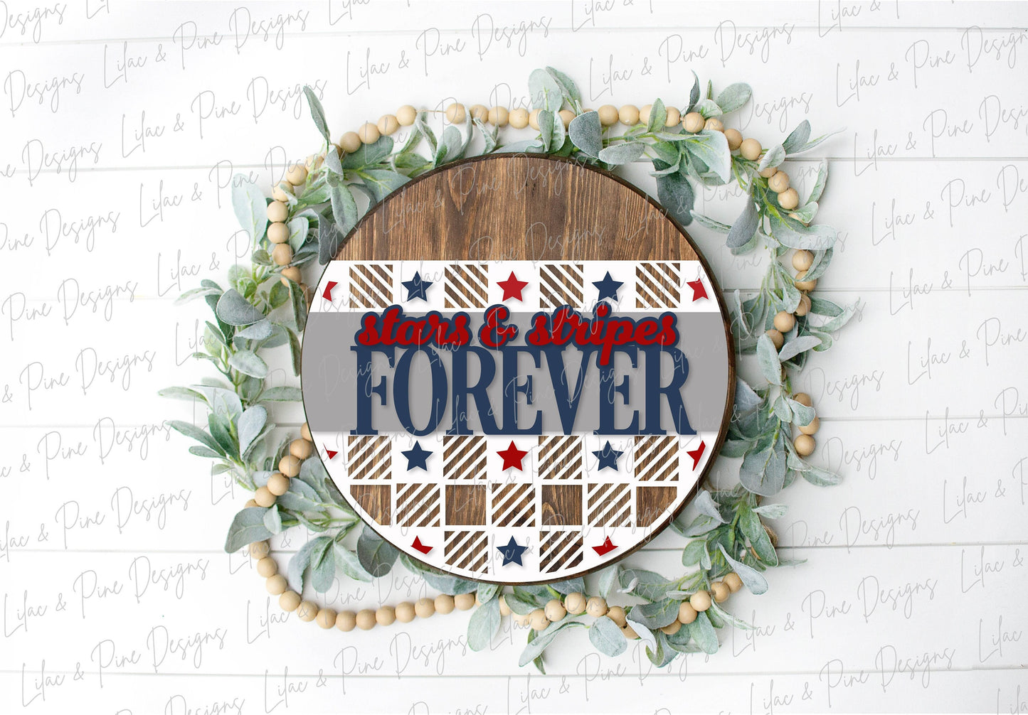 Patriotic Welcome sign, Stars and Stripes door hanger SVG, Plaid 4th of July SVG, Independence Day porch sign, Glowforge SVG, laser cut file