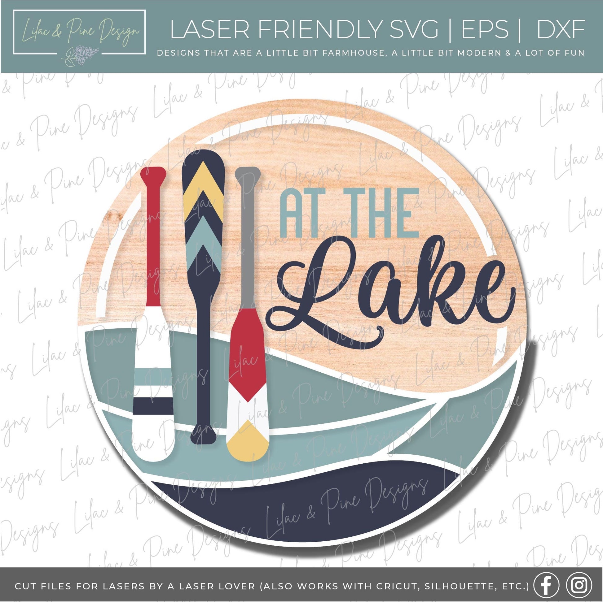 At the Lake SVG, welcome sign SVG, door hanger SVG, paddle svg, lake house porch sign svg, cottage decor, Glowforge Svg, laser cut file