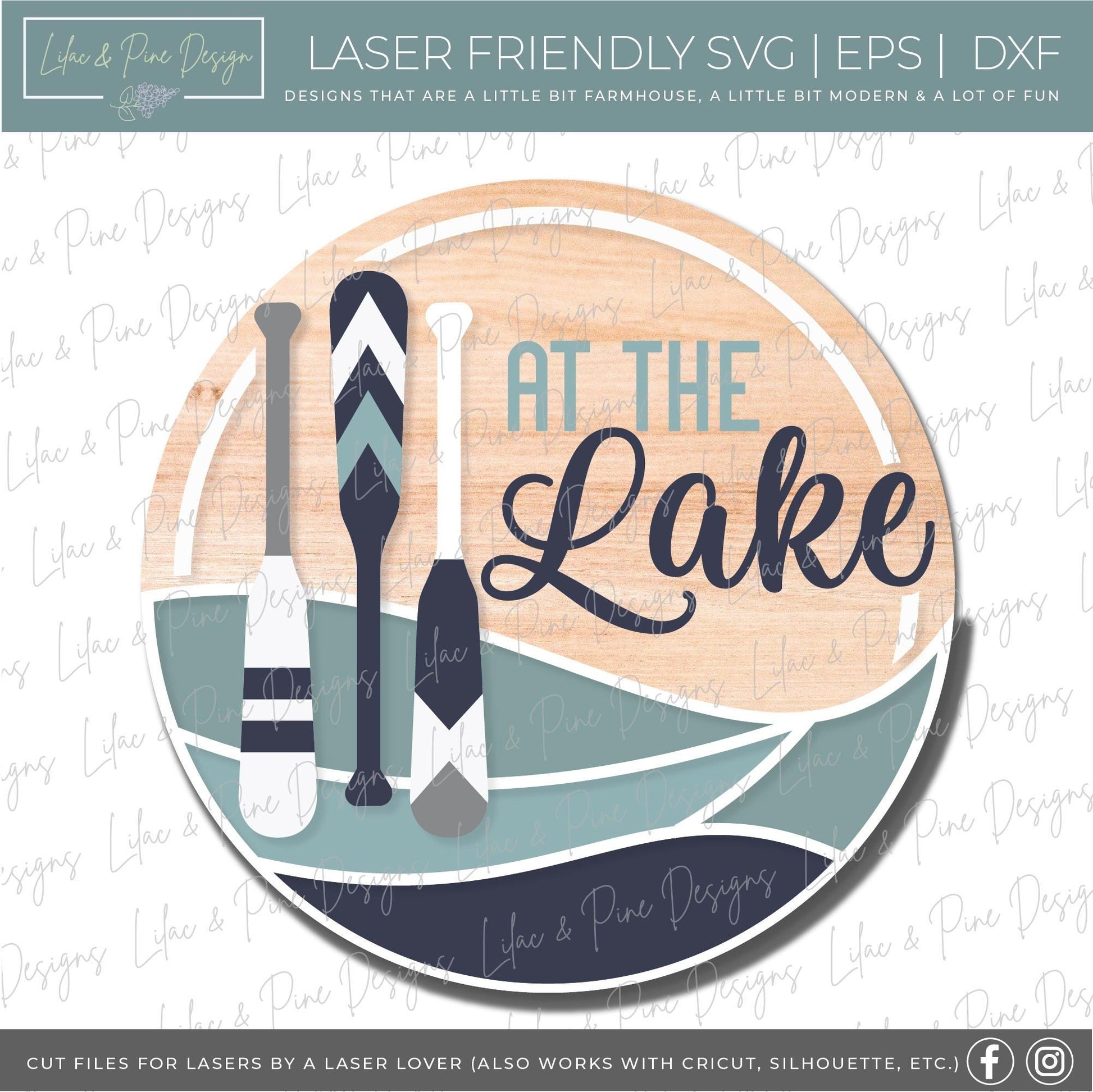 At the Lake SVG, welcome sign SVG, door hanger SVG, paddle svg, lake house porch sign svg, cottage decor, Glowforge Svg, laser cut file