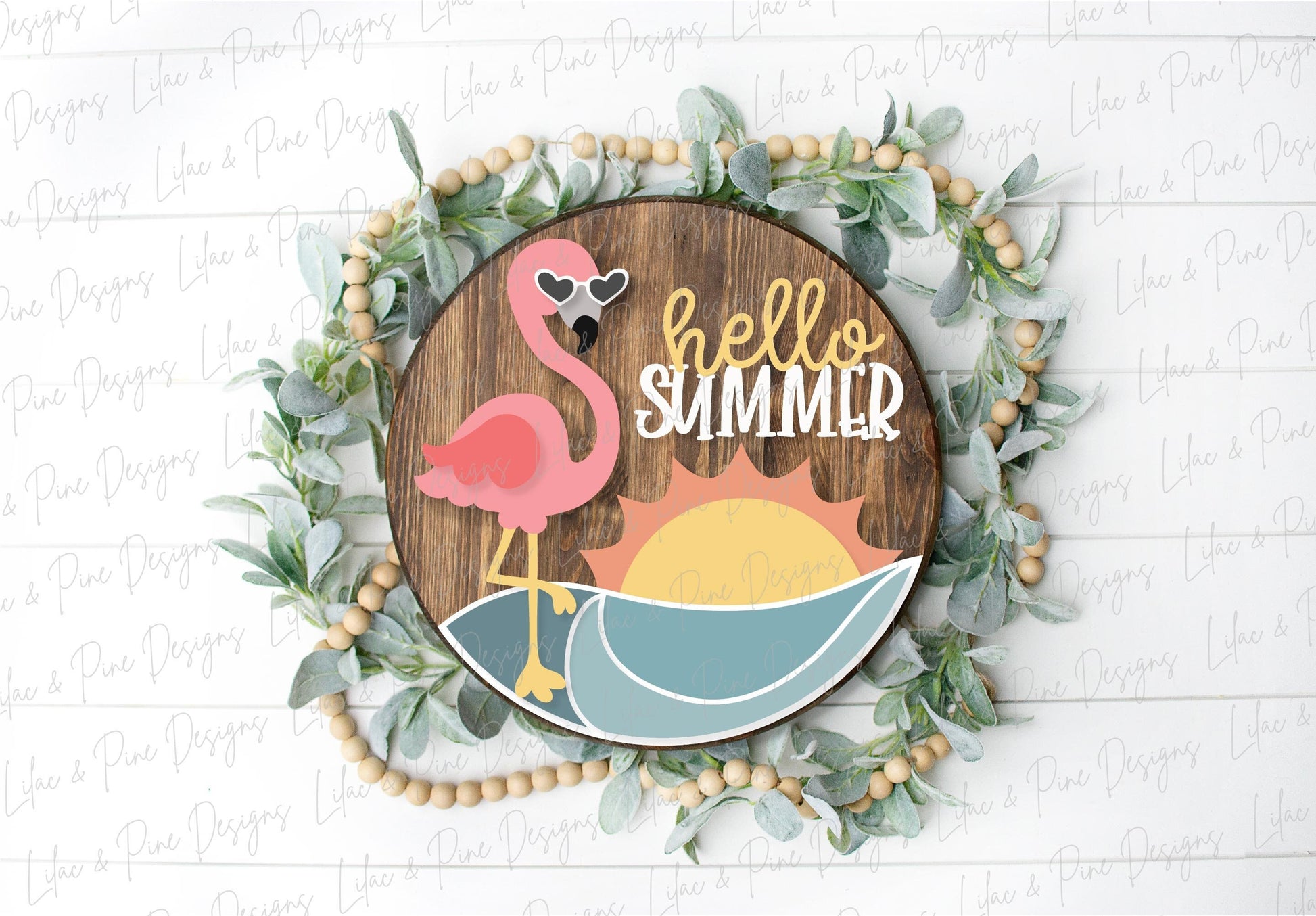 Hello Summer SVG, welcome sign SVG, door hanger SVG, flamingo svg, summer porch sign svg, summer home decor, Glowforge Svg, laser cut file