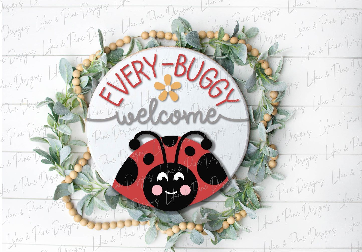 Ladybug Welcome door hanger SVG, ladybug welcome sign, Ladybug porch sign SVG, Summer svg, summer welcome svg, Glowforge svg, laser cut file
