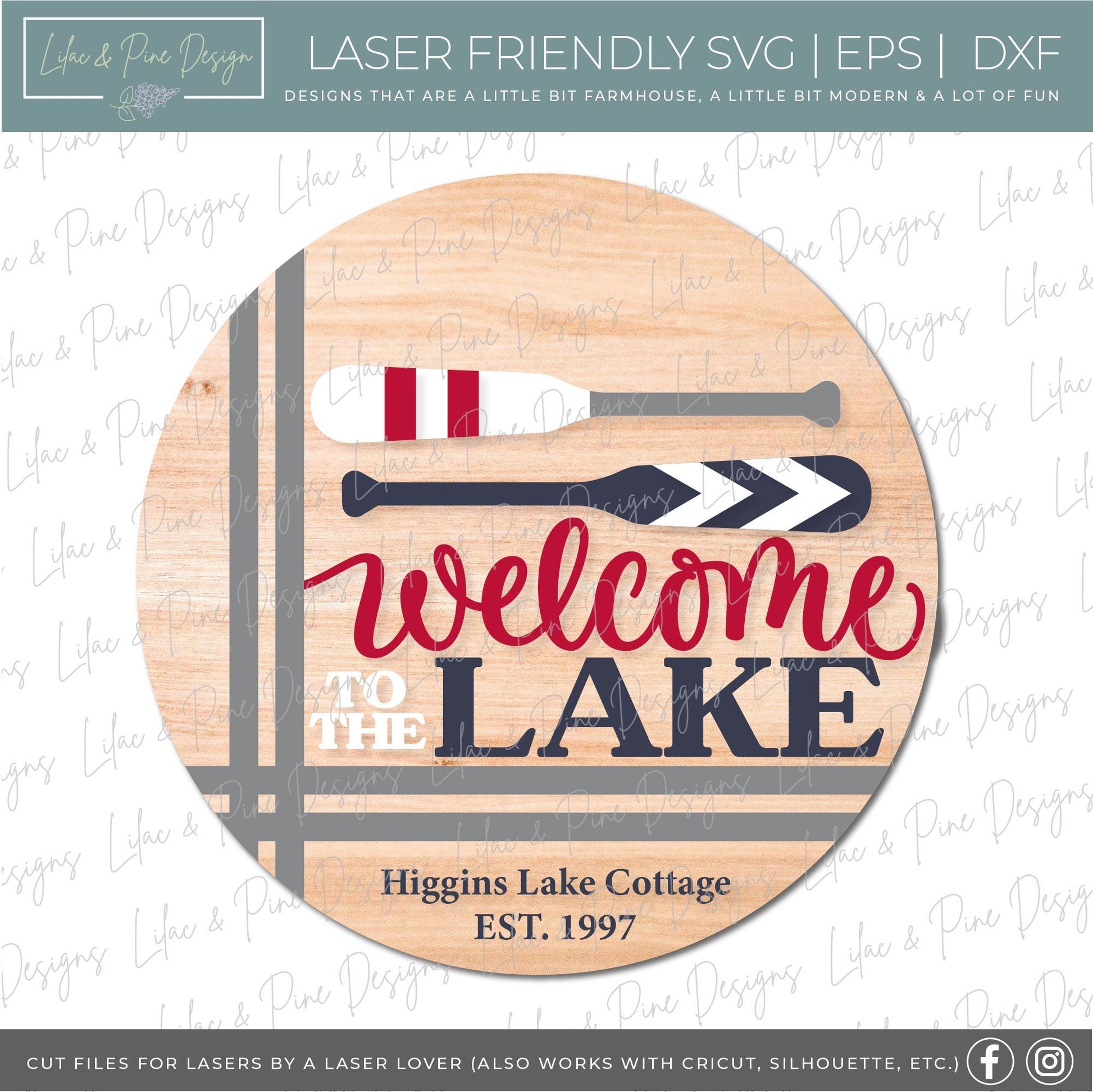 Welcome to the Lake door hanger SVG, Lake House welcome sign SVG, Paddle door hanger svg, cottage svg, Glowforge Svg, laser cut file