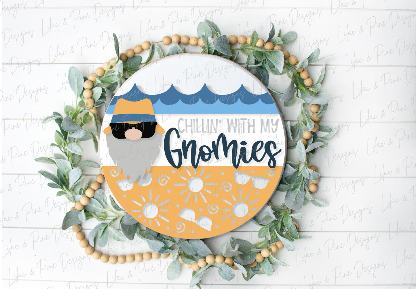 Summer Gnome Welcome sign svg, Gnome door hanger SVG, Summer porch sign SVG, Summer round wood sign, Glowforge SVG, laser cut file