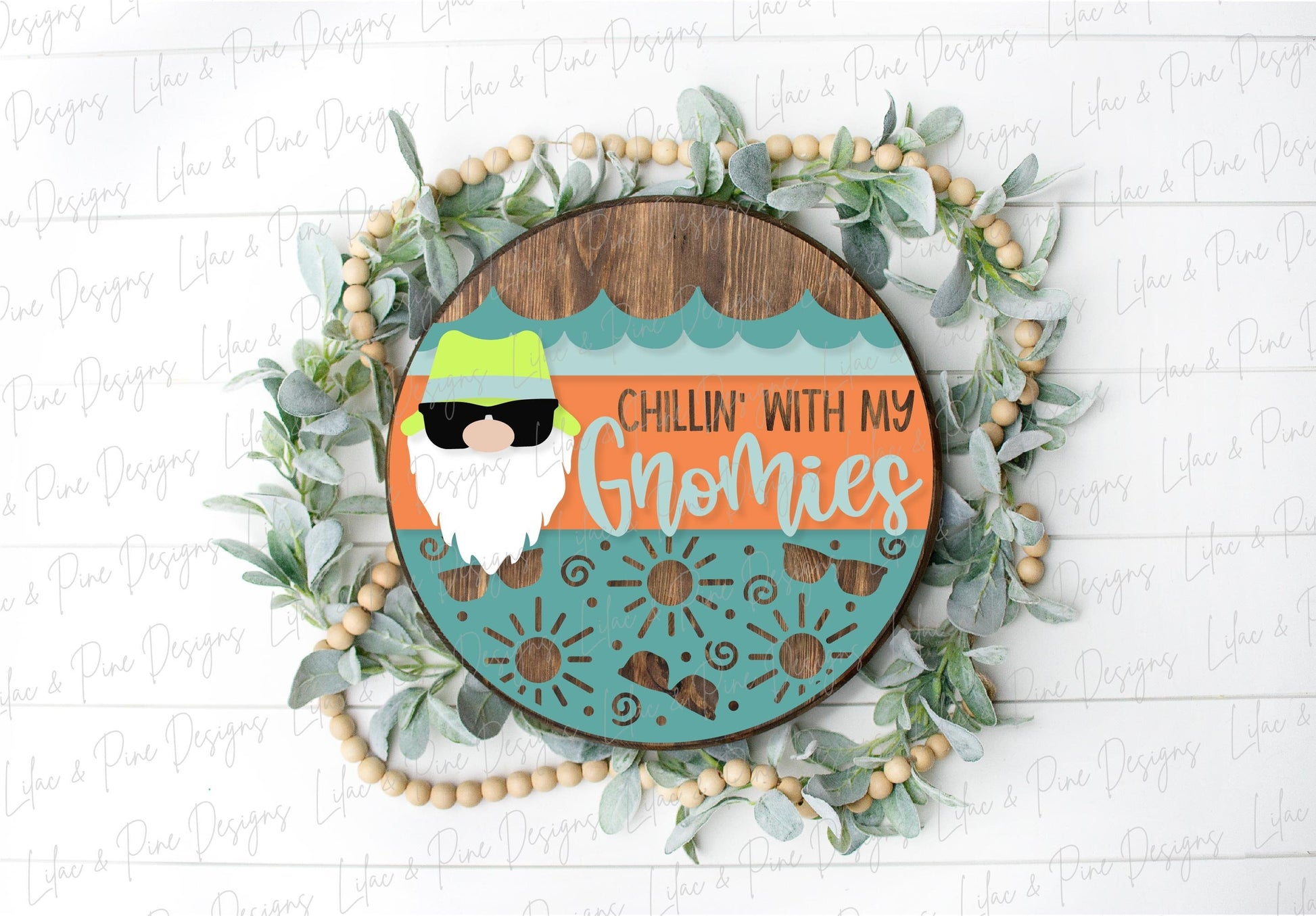 Summer Gnome Welcome sign svg, Gnome door hanger SVG, Summer porch sign SVG, Summer round wood sign, Glowforge SVG, laser cut file