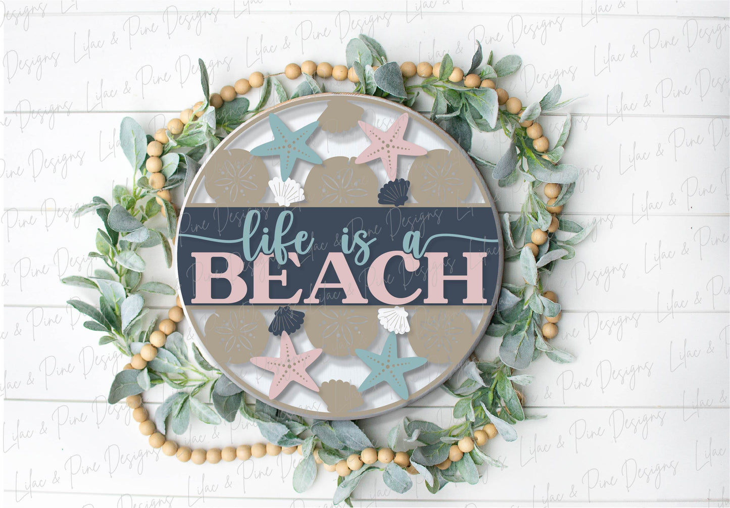 Life is a Beach SVG, welcome sign SVG, door hanger SVG, seashell svg, coastal porch sign svg, Beach decor, Glowforge Svg, laser cut file