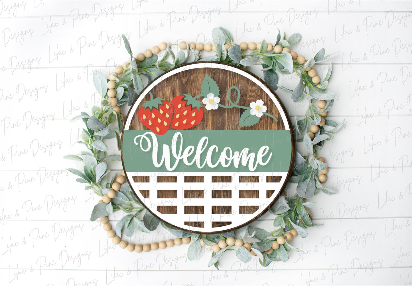 Strawberry vine welcome sign, summer door decor SVG, strawberry SVG, wood sign, summer porch sign, Cricut SVG, Glowforge Svg, laser cut file