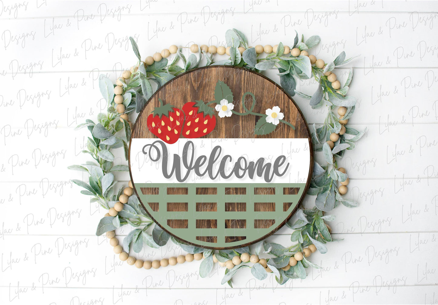 Strawberry vine welcome sign, summer door decor SVG, strawberry SVG, wood sign, summer porch sign, Cricut SVG, Glowforge Svg, laser cut file