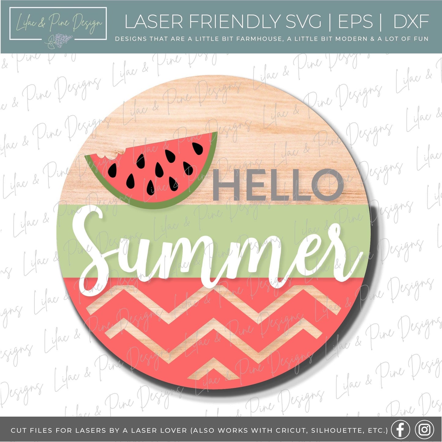 Hello Summer Watermelon sign, summer door decor SVG, watermelon SVG, summer porch sign svg, Cricut SVG, Glowforge Svg, laser cut file