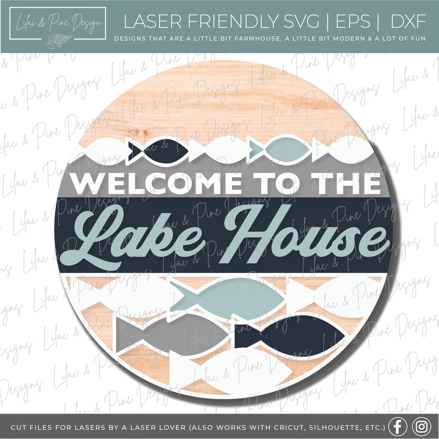 Lake House door hanger SVG, Summer welcome sign SVG, fishing svg, lake house decor, Summer decor, cottage svg, Glowforge Svg, laser cut file