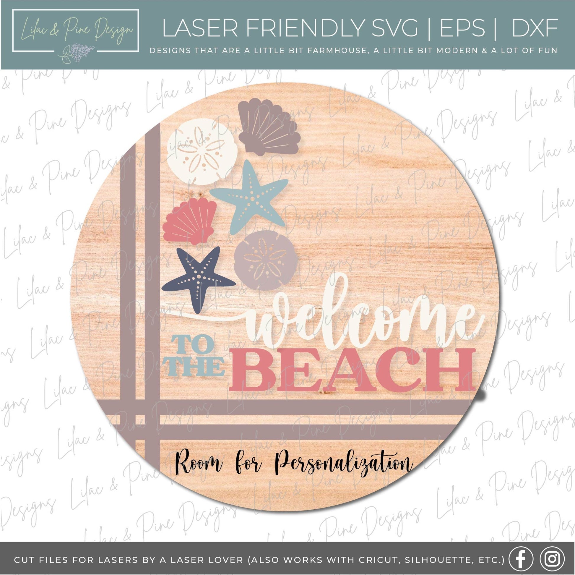 Welcome to the Beach door hanger SVG, welcome sign SVG, seashell svg, coastal porch sign svg, Beach decor, Glowforge Svg, laser cut file