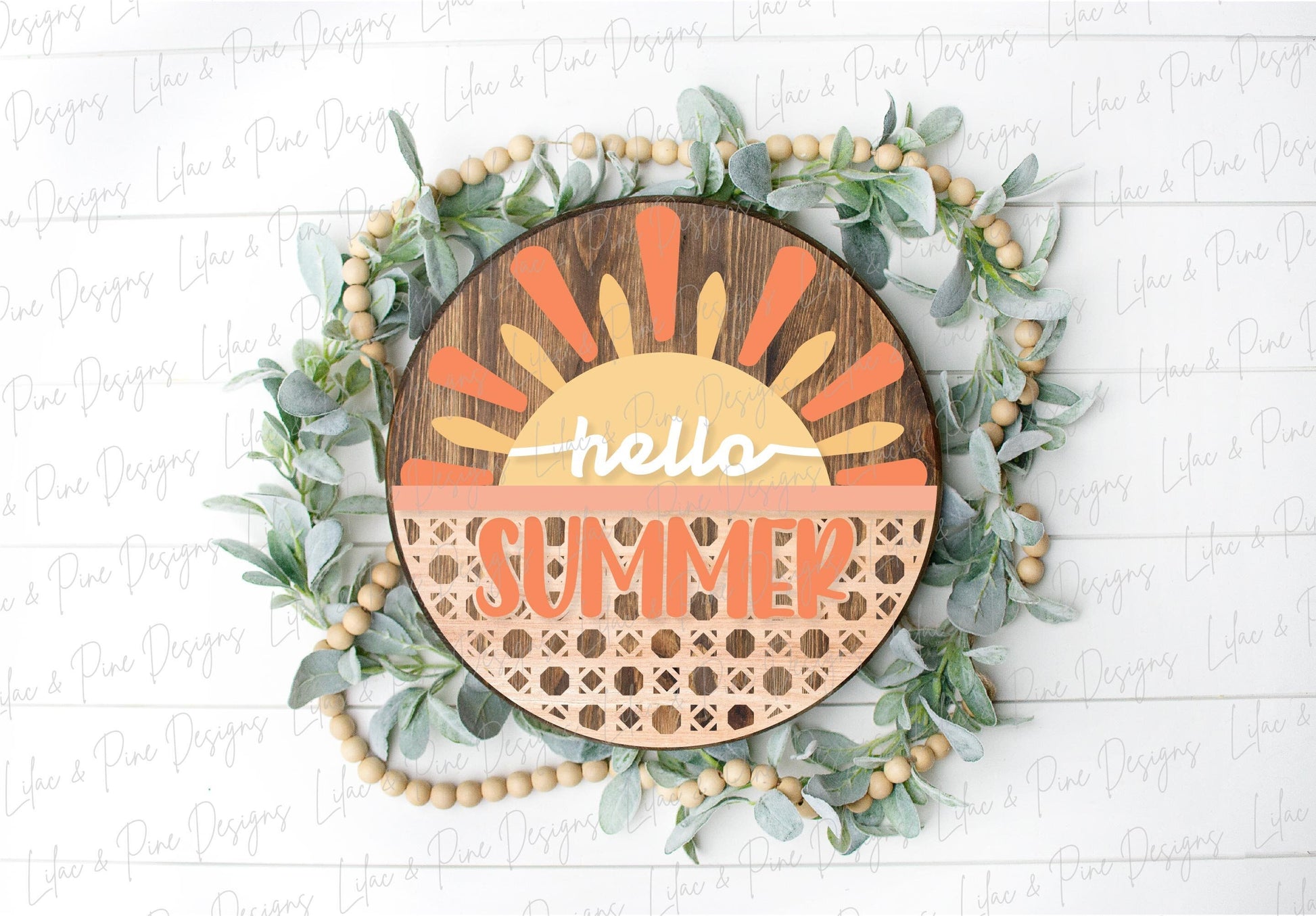 Sun Welcome sign svg, hello summer SVG, Summer door hanger, Sunshine porch sign SVG, summer decor, round wood sign, Glowforge laser SVG